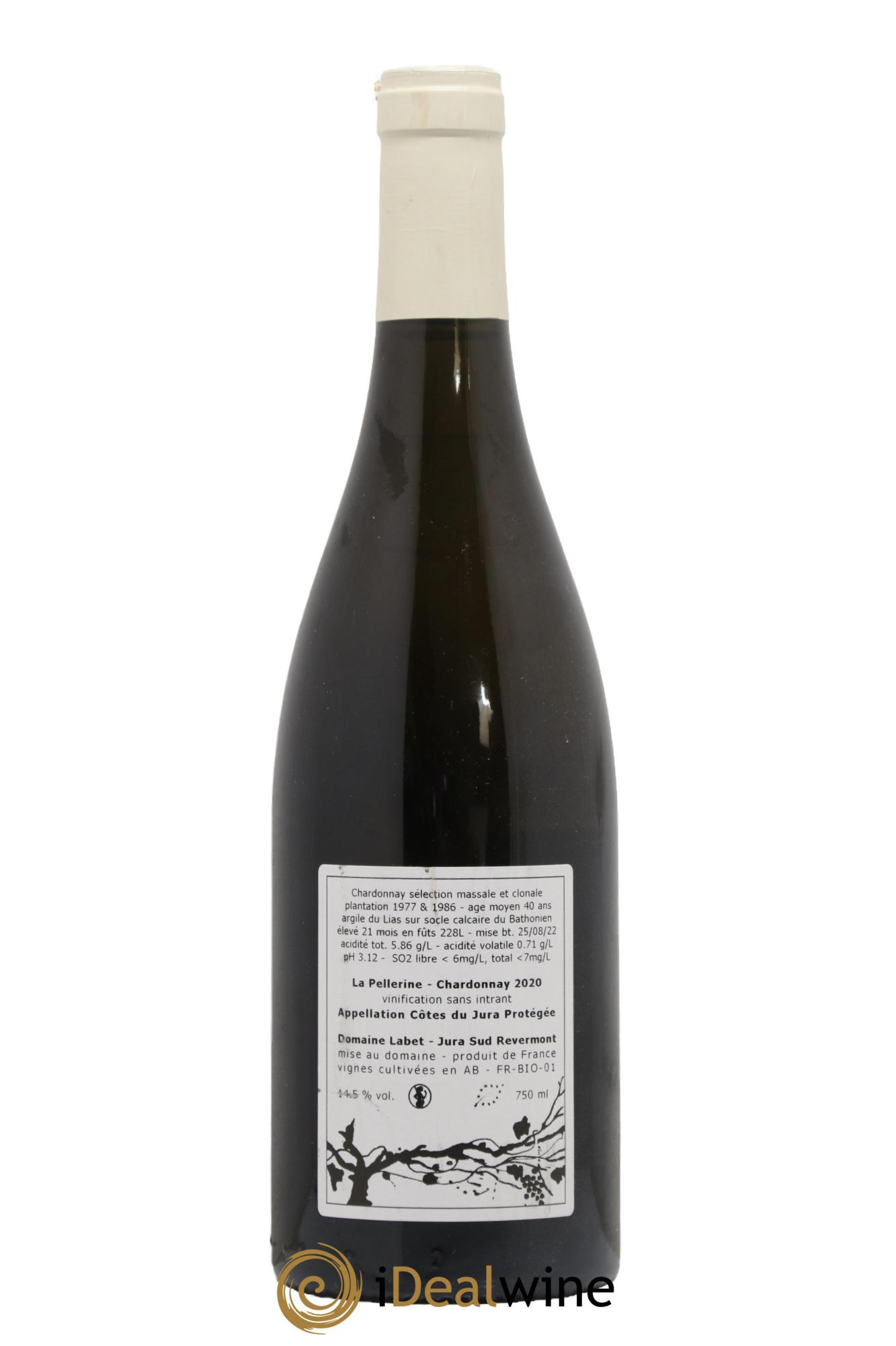 Côtes du Jura Chardonnay La Pellerine Romain - Julien - Charline Labet 2020 - Lot de 1 bouteille - 1