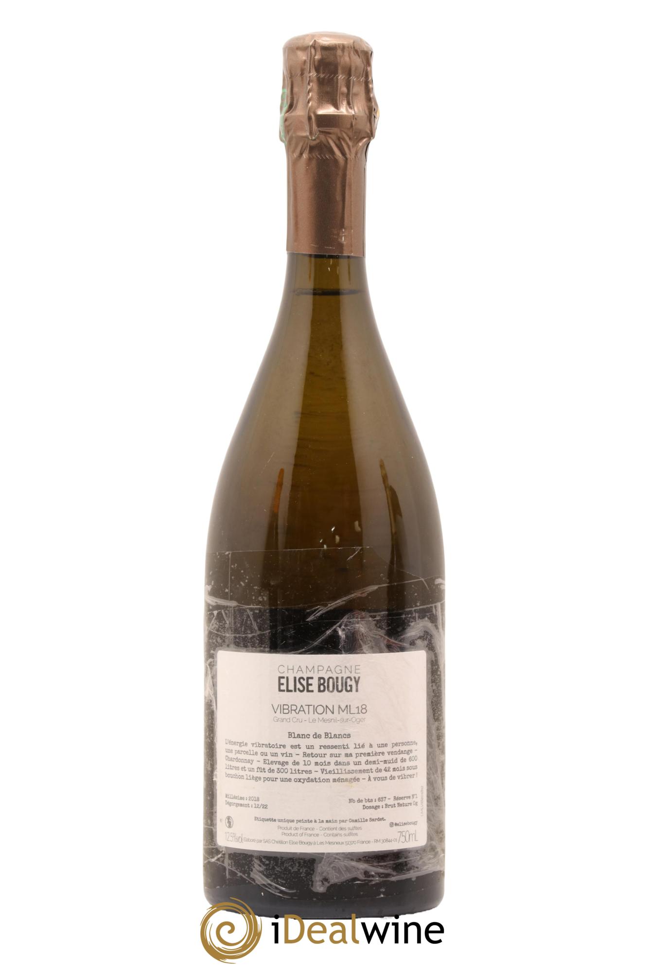Vibration ML18 Elise Bougy Extra-Brut Blanc de Blancs Grand Cru Vibration ML18 Elise Bougy 2018 - Lot de 1 bouteille - 1