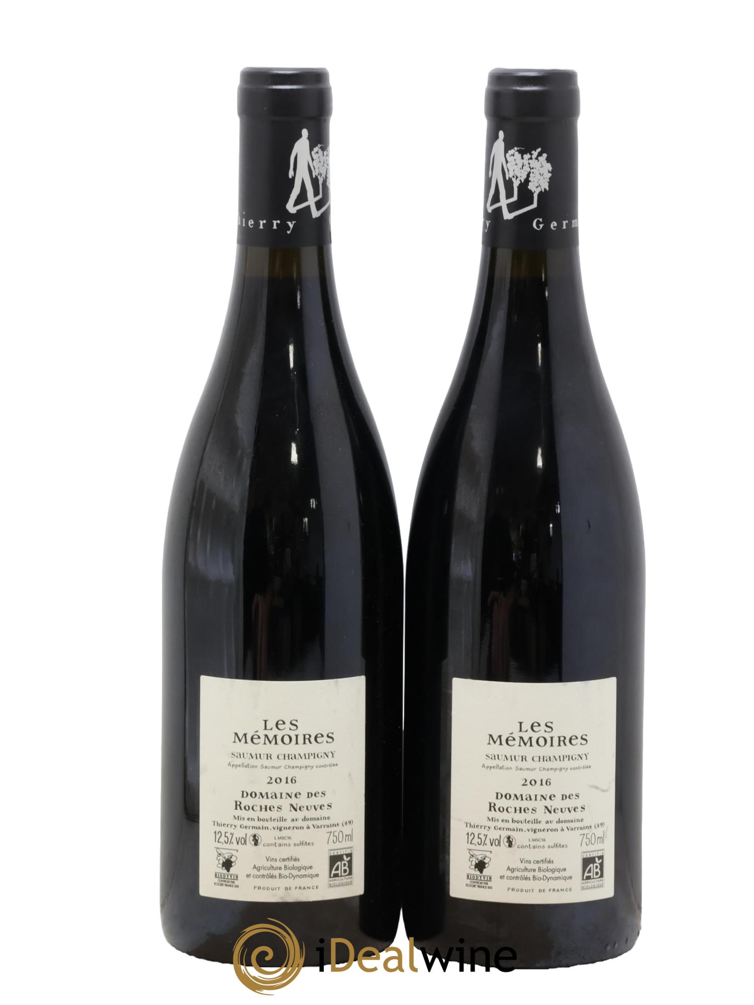 Saumur-Champigny Les Mémoires Domaine des Roches Neuves - Thierry Germain 2016 - Lot of 2 bottles - 1