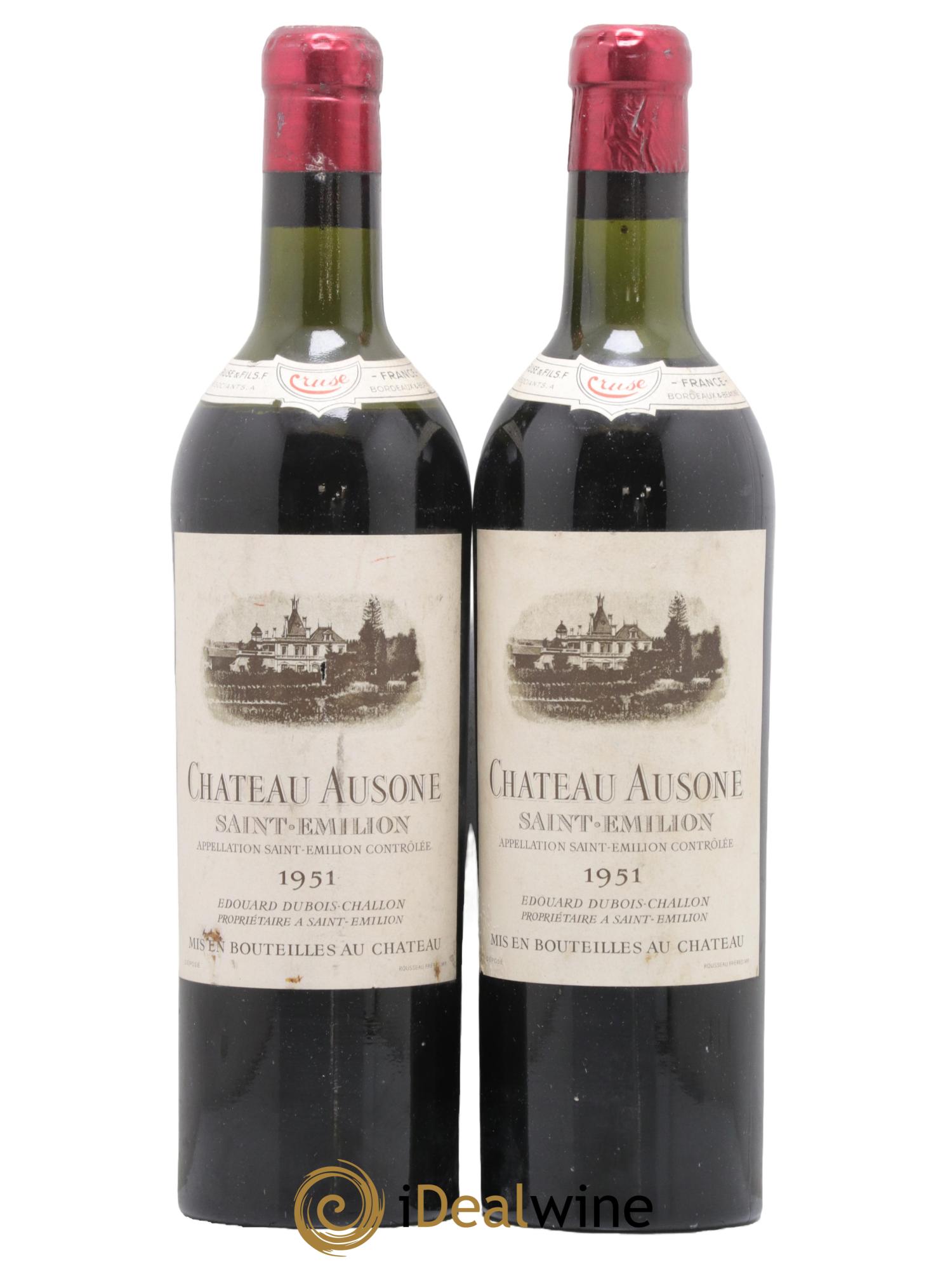 Château Ausone 1er Grand Cru Classé A 1951 - Lot de 2 bouteilles - 0