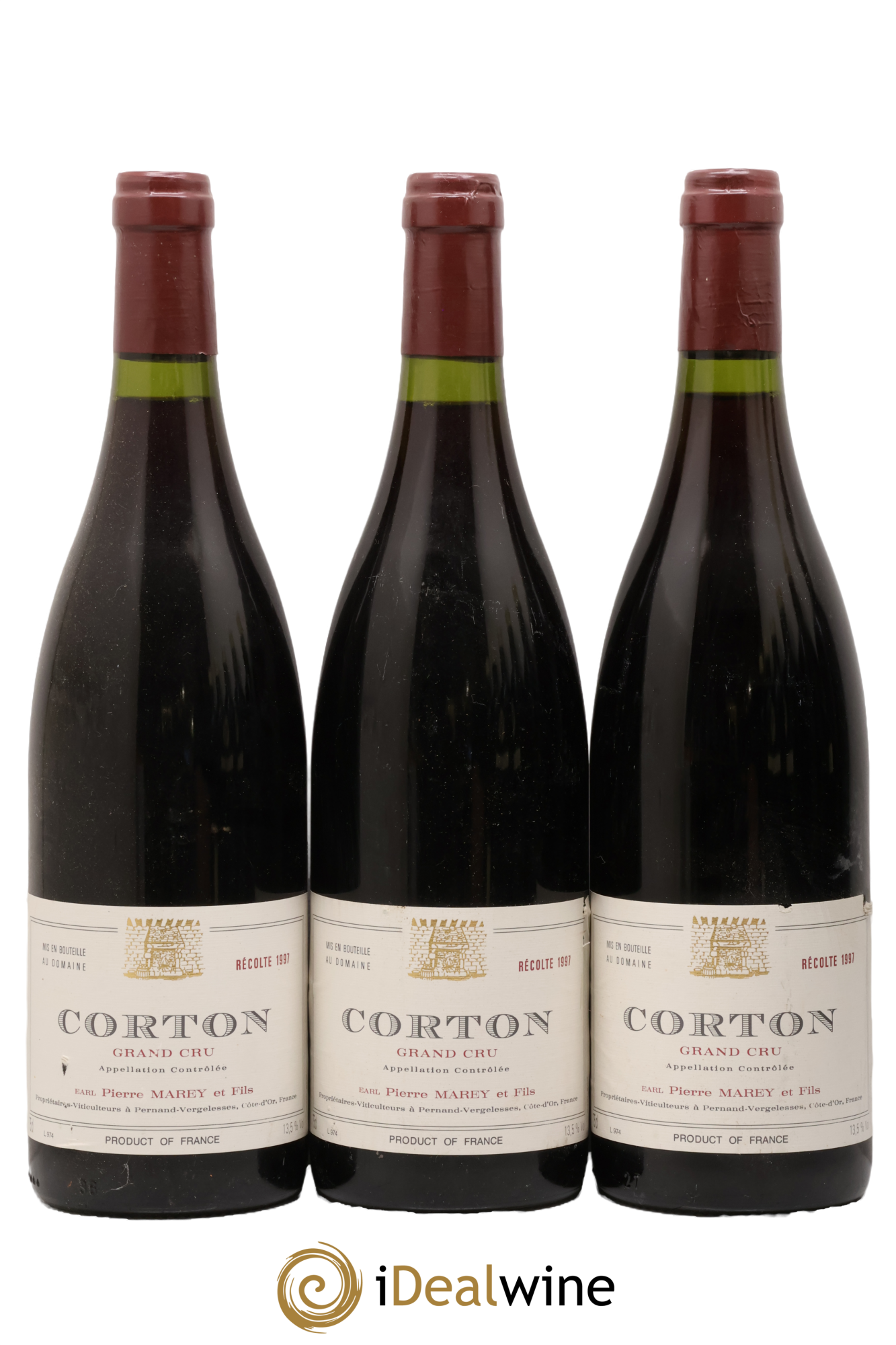Corton Grand Cru Earl Pierre Marey Et Fils 1997 - Lot of 3 bottles - 0