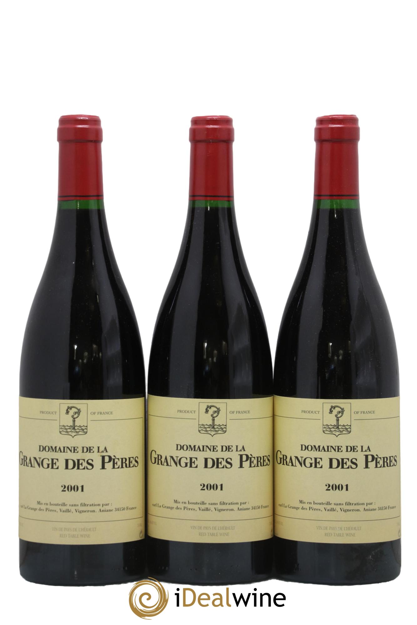 Pays d'Hérault Grange des Pères Laurent Vaillé 2001 - Lot de 3 bouteilles - 0