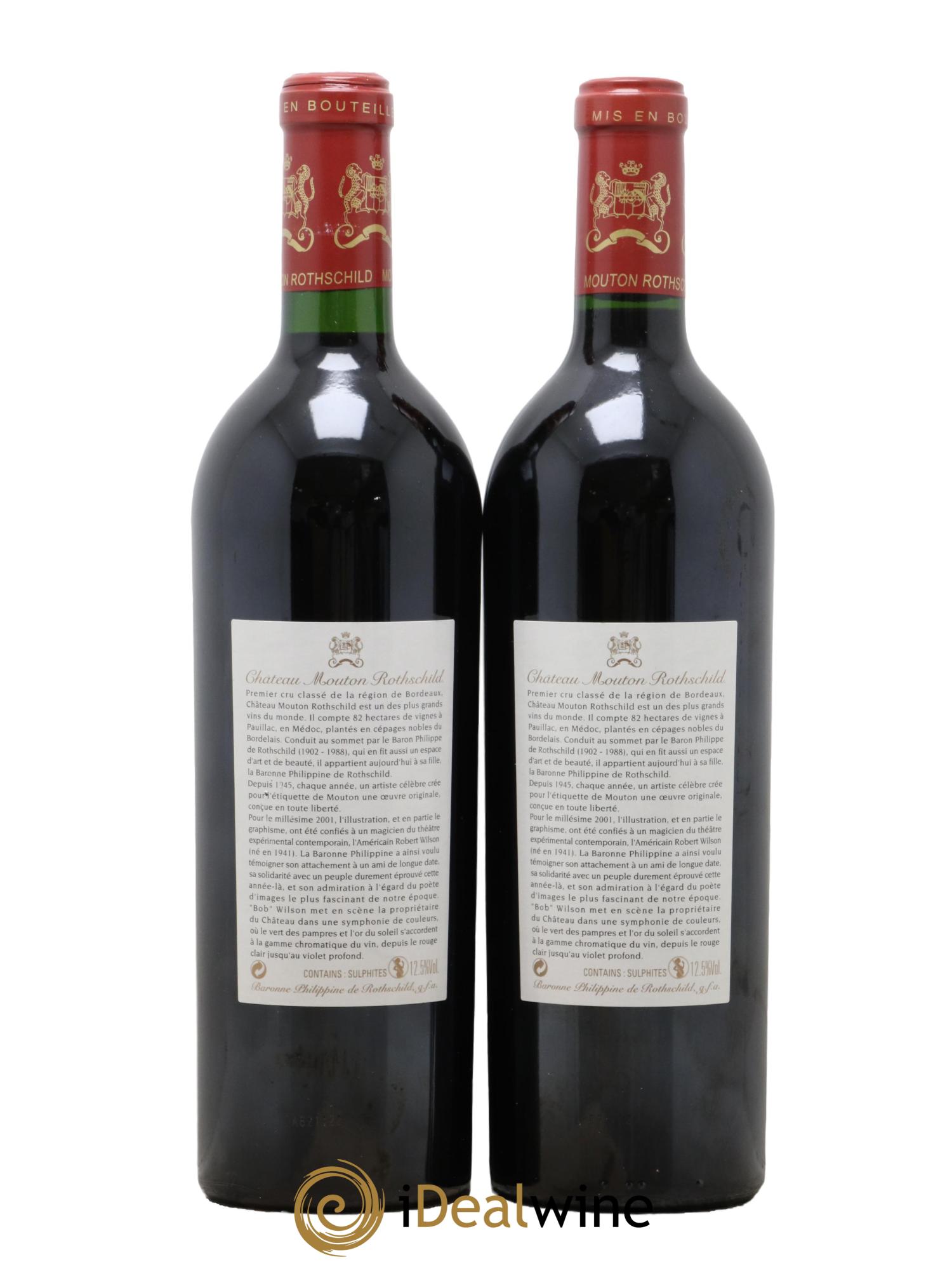 Château Mouton Rothschild 1er Grand Cru Classé 2001 - Lot de 2 bouteilles - 1