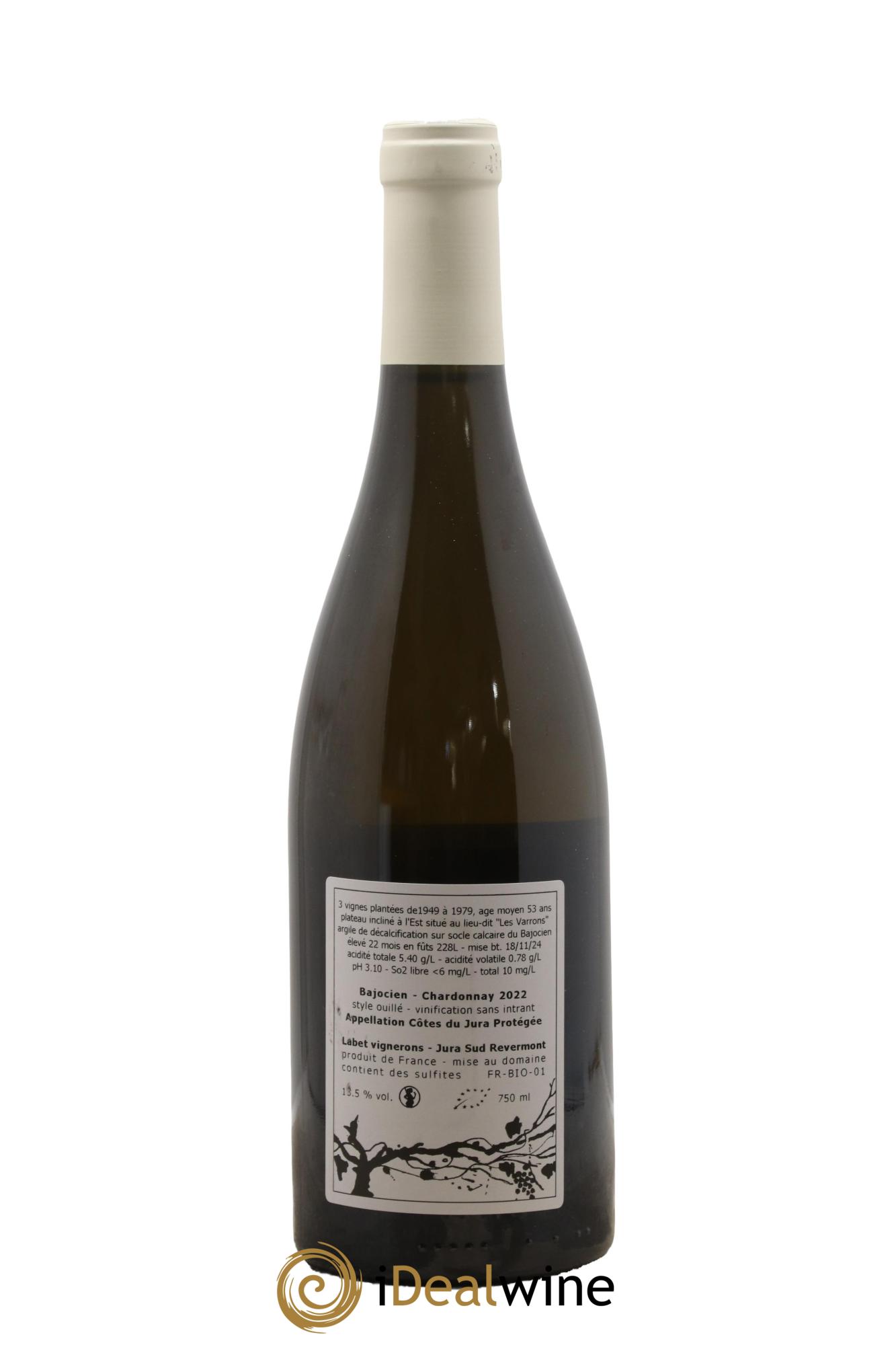 Côtes du Jura Chardonnay Bajocien Romain - Julien  - Charline Labet 2022 - Lot de 1 bouteille - 1