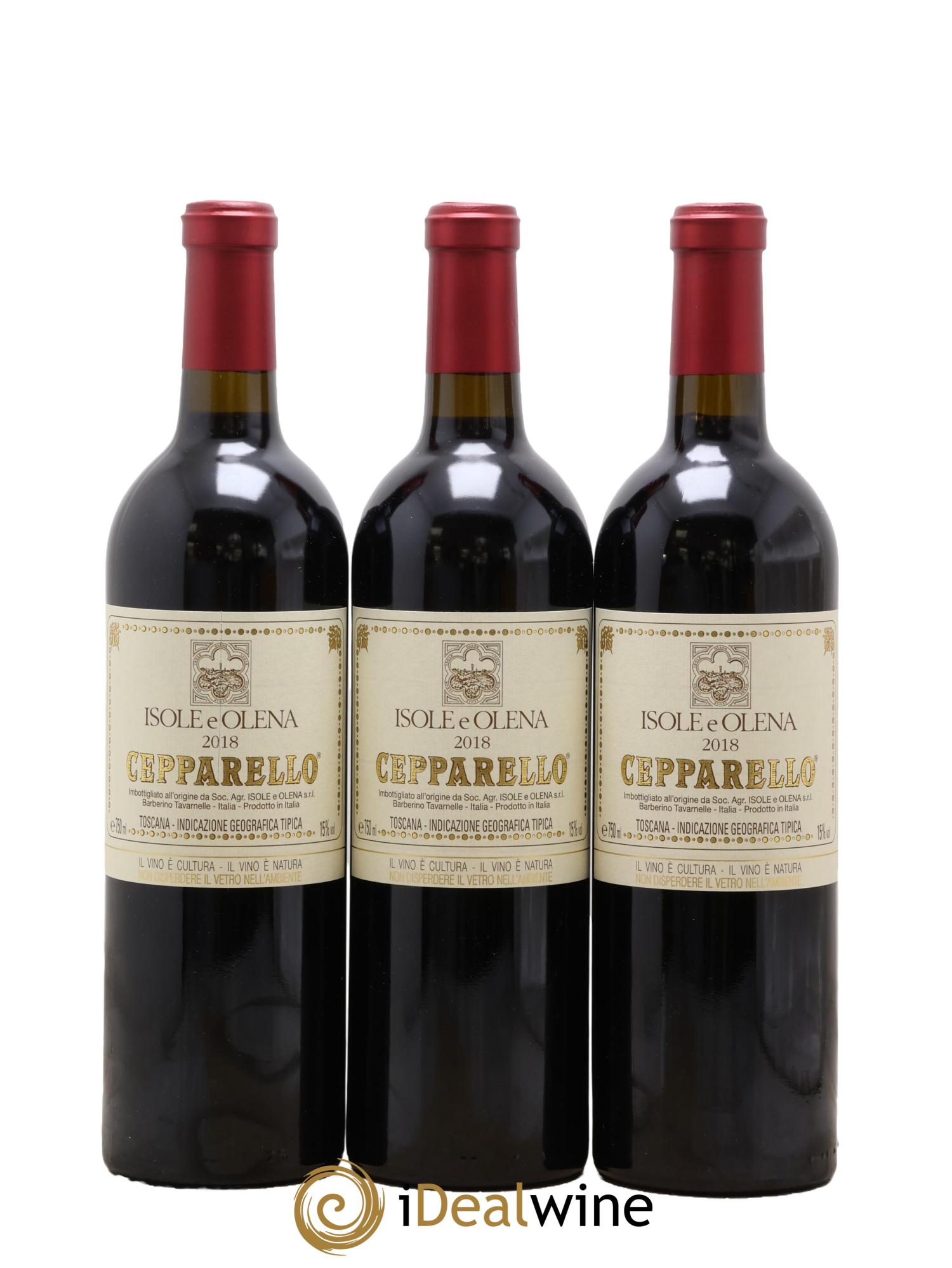 Toscana IGT Cepparello Isole e olena 2018 - Lot de 3 bouteilles - 0