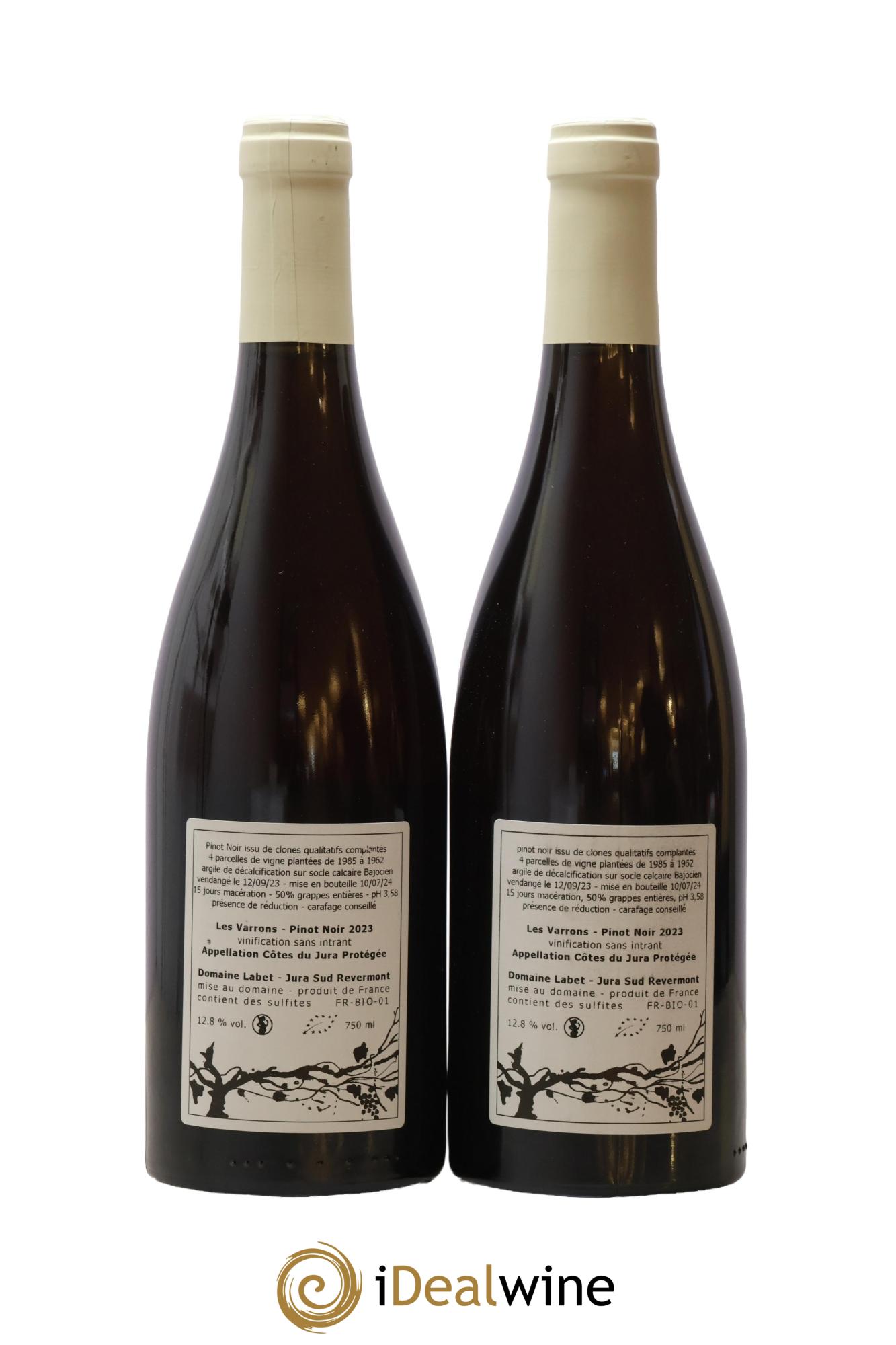 Côtes du Jura Pinot Noir Les Varrons Sélection Clonale Romain - Julien - Charline Labet 2023 - Lot de 2 bouteilles - 1