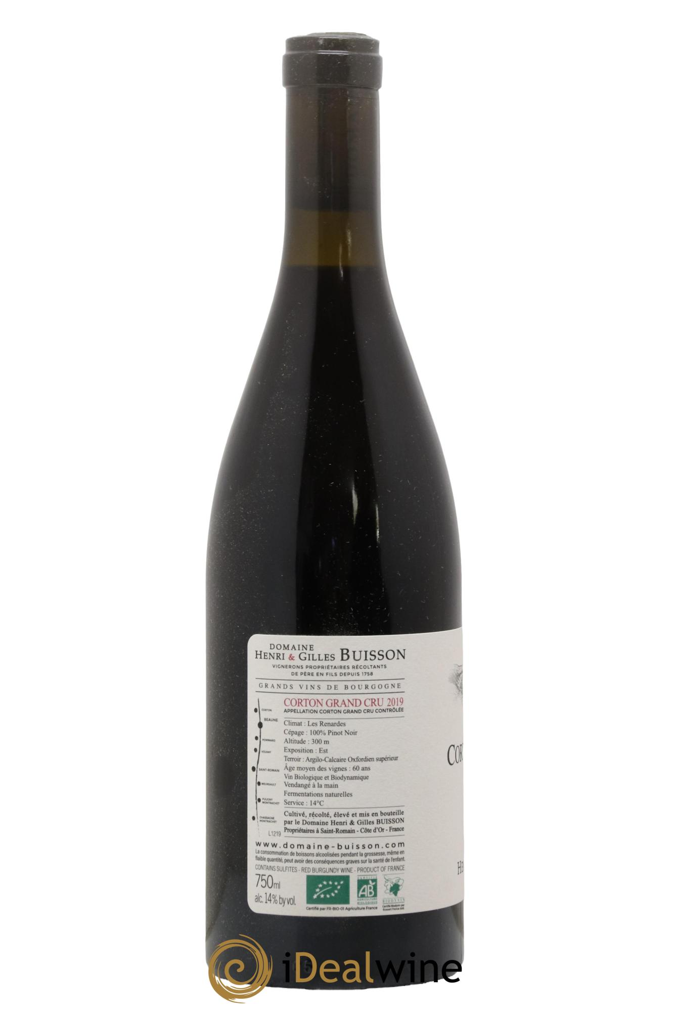 Corton Grand Cru Les Renardes Henri et Gilles Buisson (Domaine)  2019 - Lotto di 1 bottiglia - 1