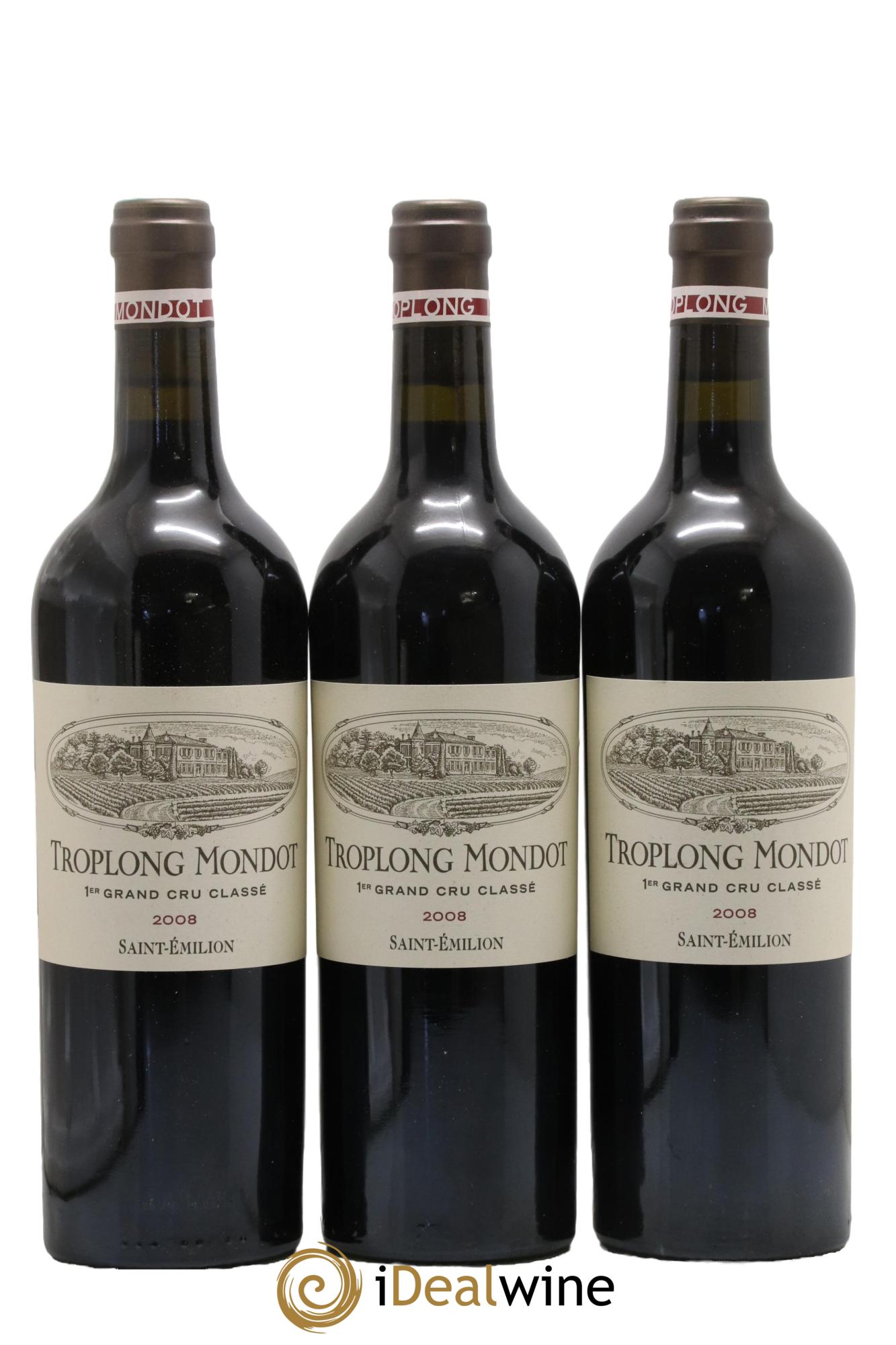 Château Troplong Mondot 1er Grand Cru Classé B 2008 - Lot de 3 bouteilles - 0