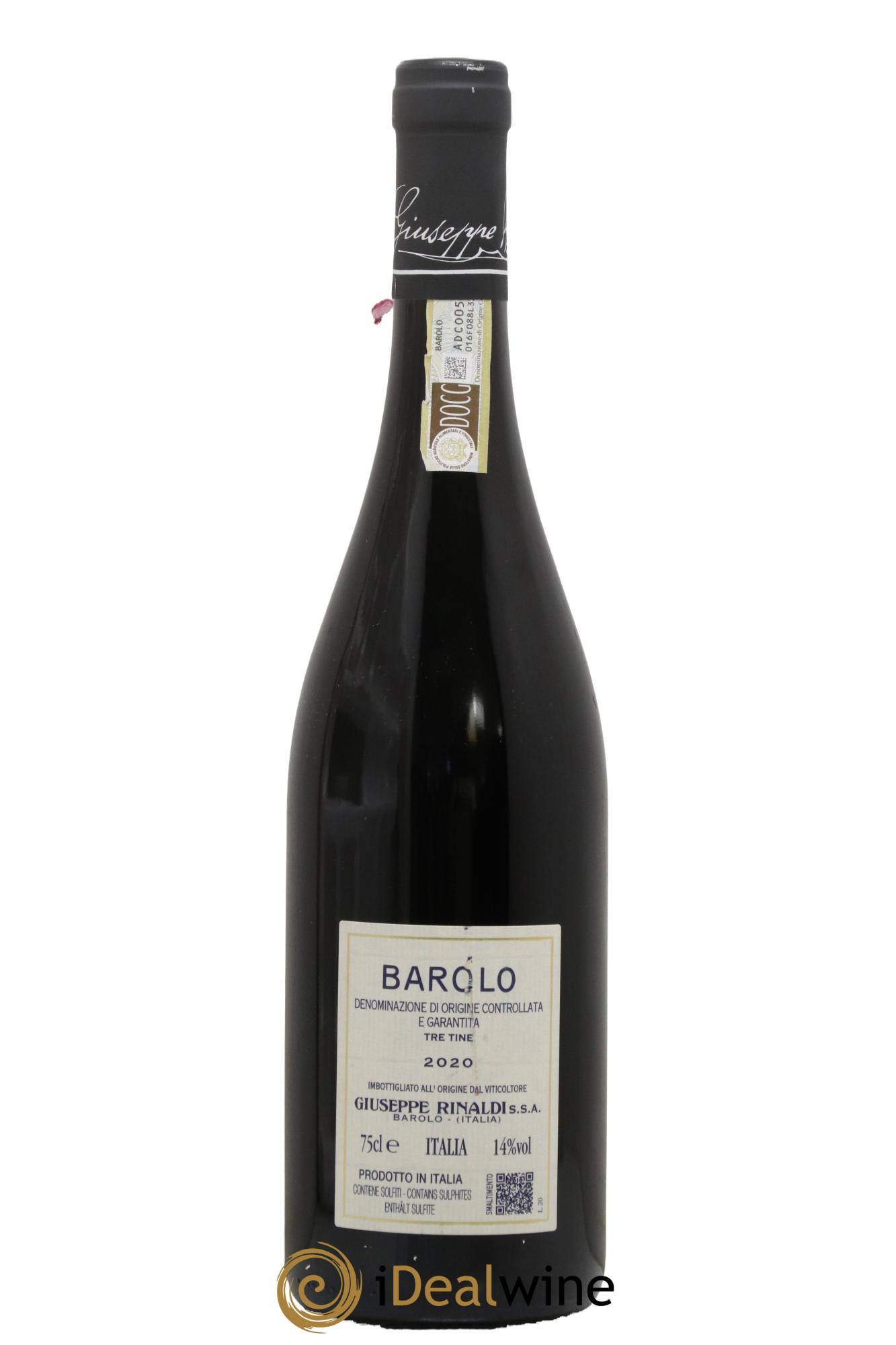 Barolo DOCG Tre Tine Giuseppe Rinaldi 2020 - Lot of 1 bottle - 1