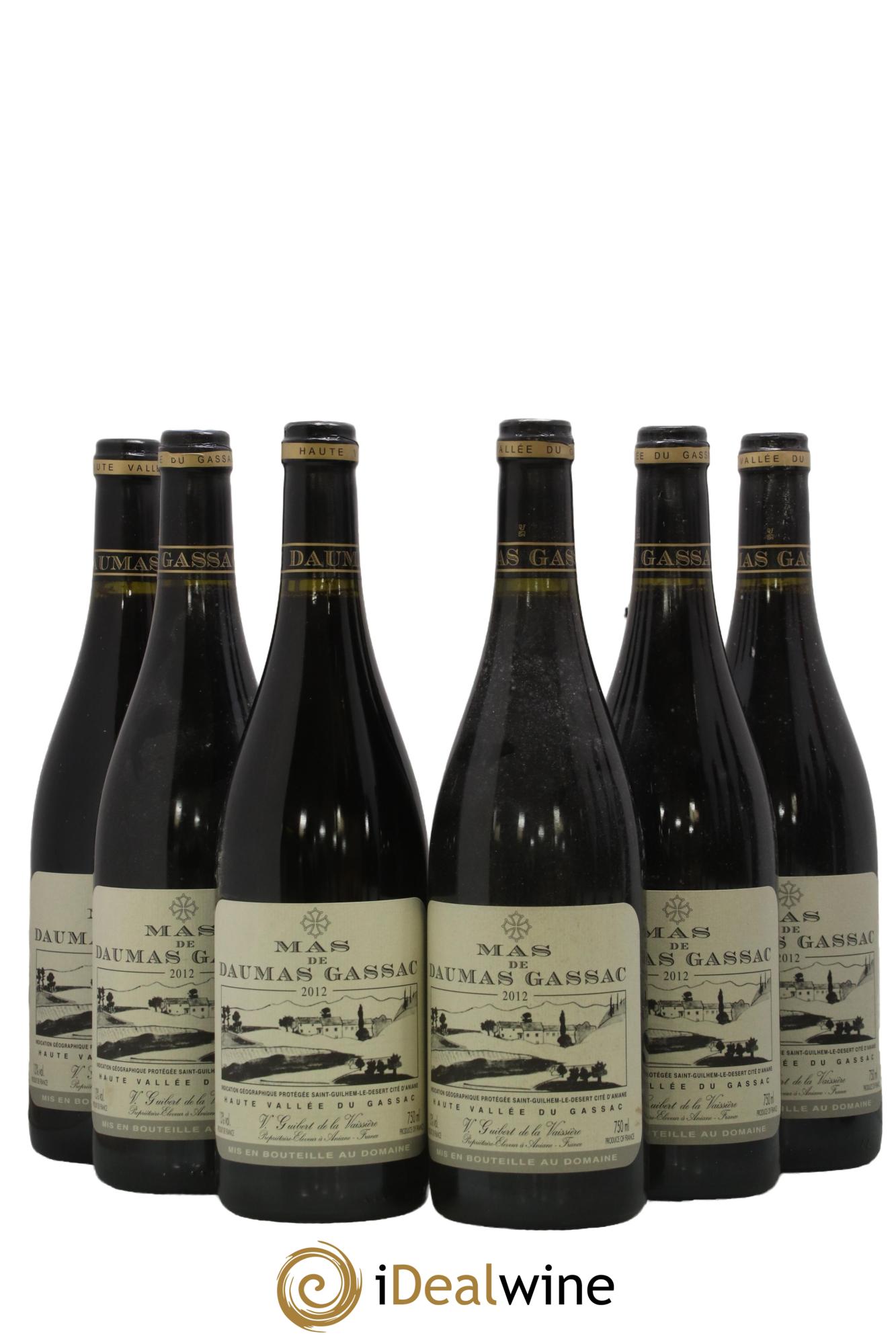 IGP St Guilhem-le-Désert - Cité d'Aniane Mas Daumas Gassac Famille Guibert de La Vaissière 2012 - Lot of 6 bottles - 0