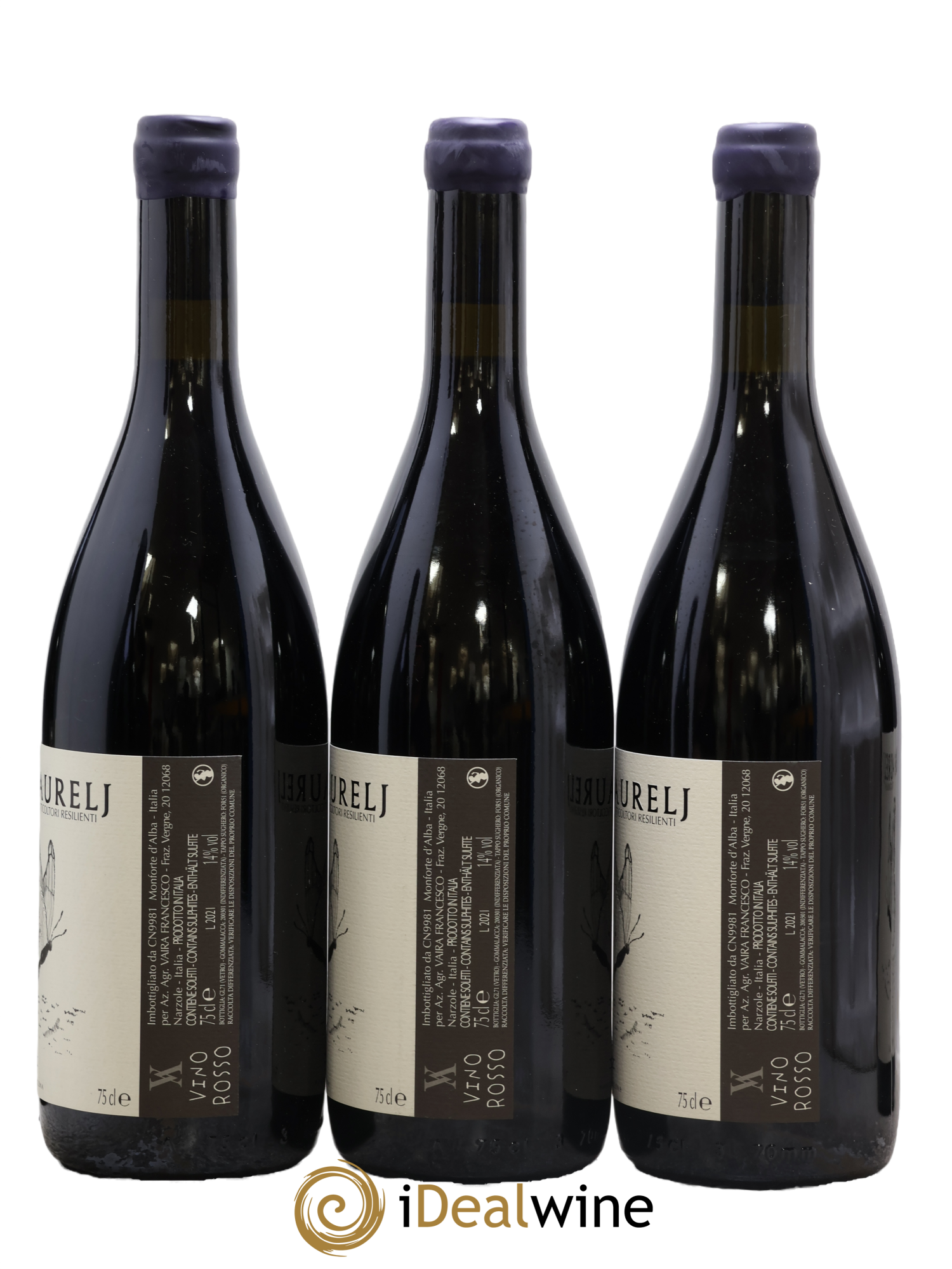Italie Vino Rosso FZ Free Zone Vaira Aurelj 2021 - Lot of 3 bottles - 1