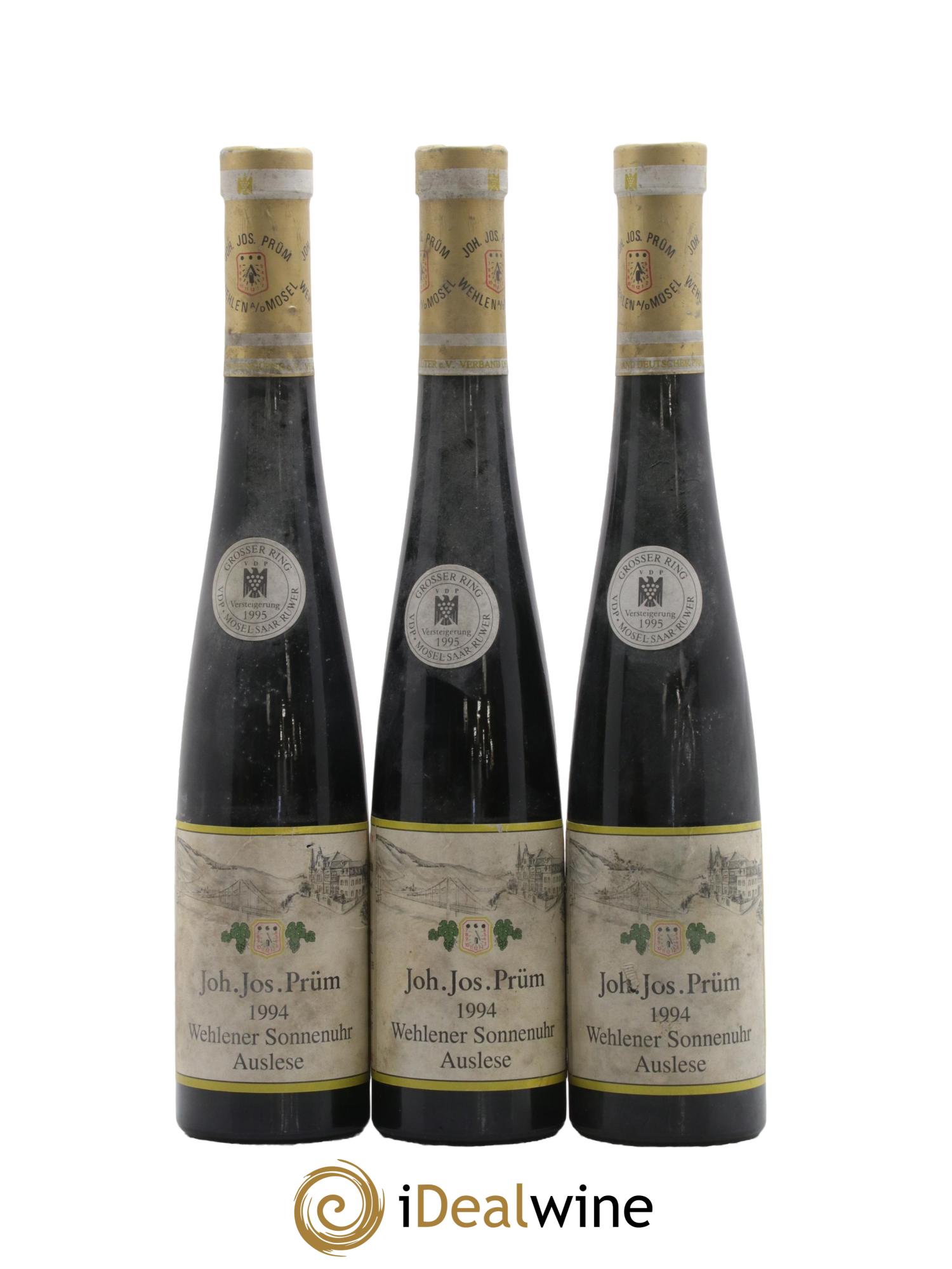 Riesling Joh. Jos. Prum Wehlener Sonnenuhr Auslese Gold Capsule Versteigerung 1994 - Lot of 3 half-bottles - 0