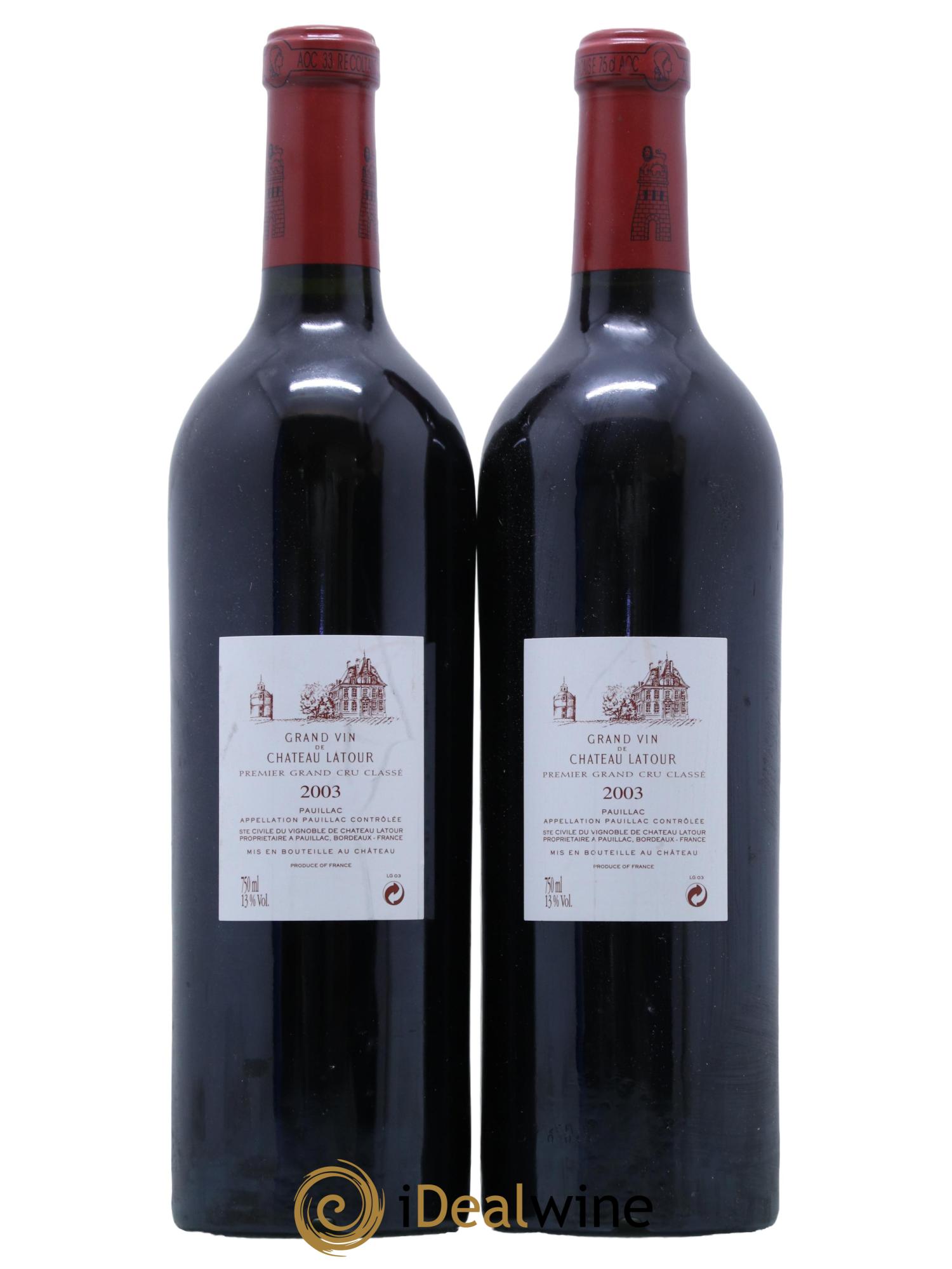 Château Latour 1er Grand Cru Classé  2003 - Lot of 2 bottles - 1