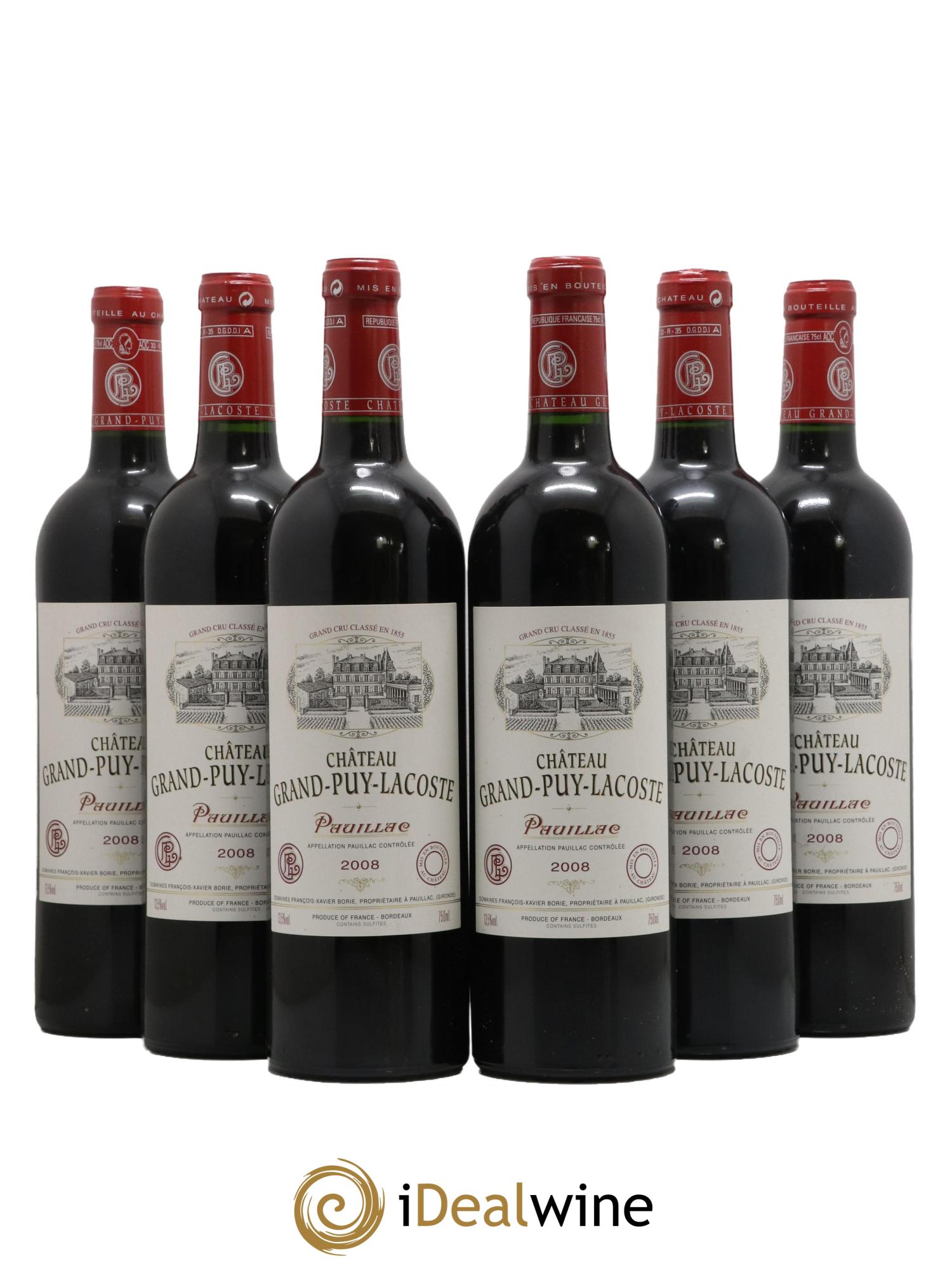 Château Grand Puy Lacoste 5ème Grand Cru Classé 2008 - Lot de 6 bouteilles - 0