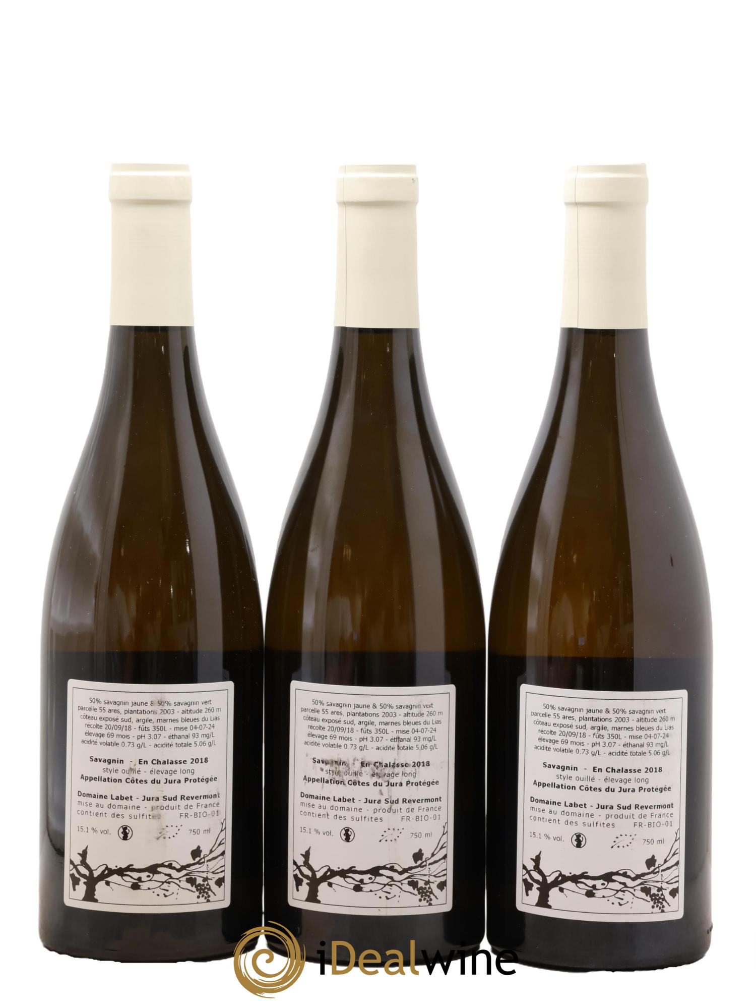 Côtes du Jura Savagnin en Chalasse Elevage Long Romain - Julien  - Charline Labet 2018 - Lotto di 3 bottiglie - 1