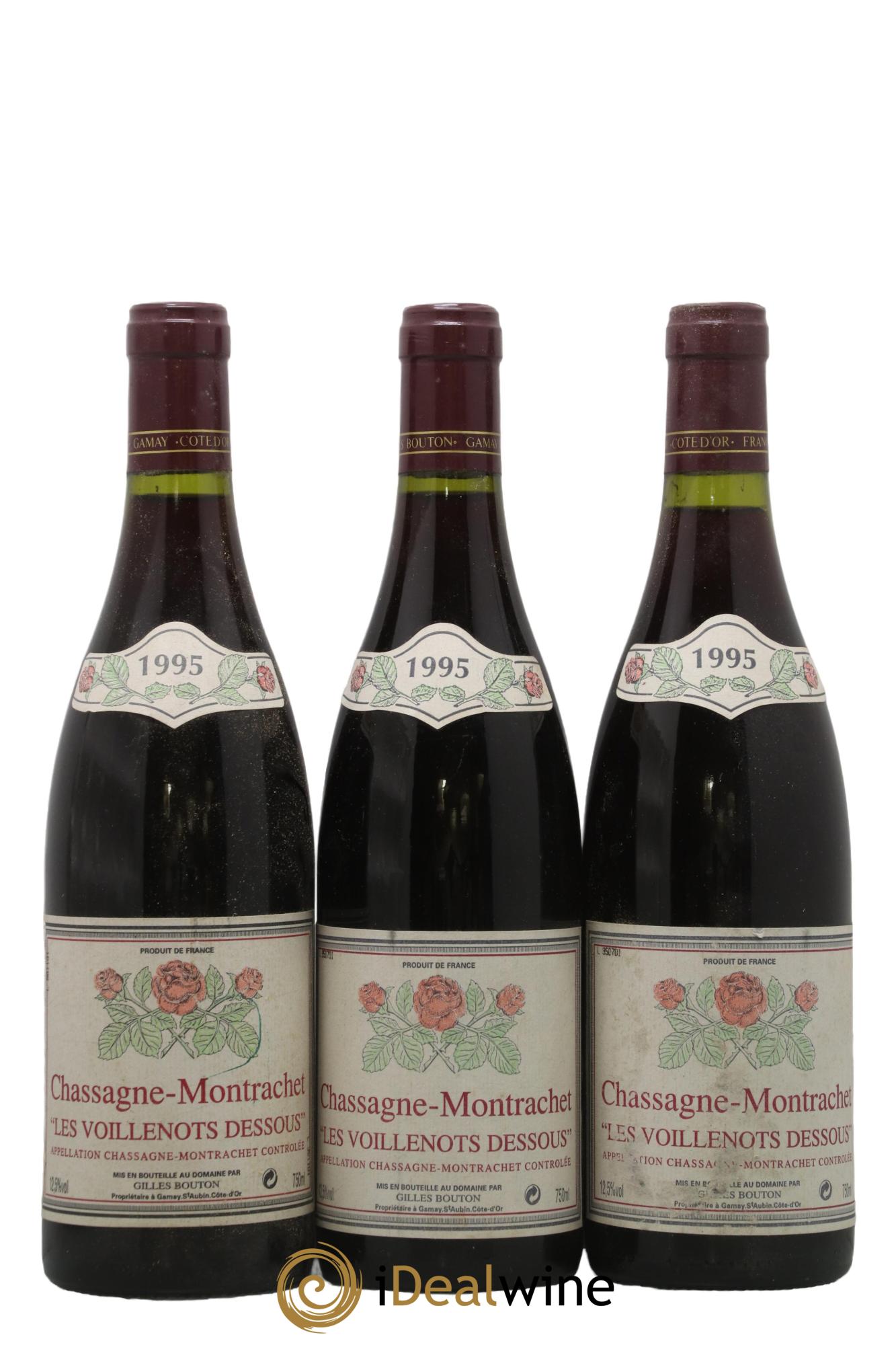 Chassagne-Montrachet Les Voillenots Dessous Gilles Bouton 1995 - Lot of 3 bottles - 0
