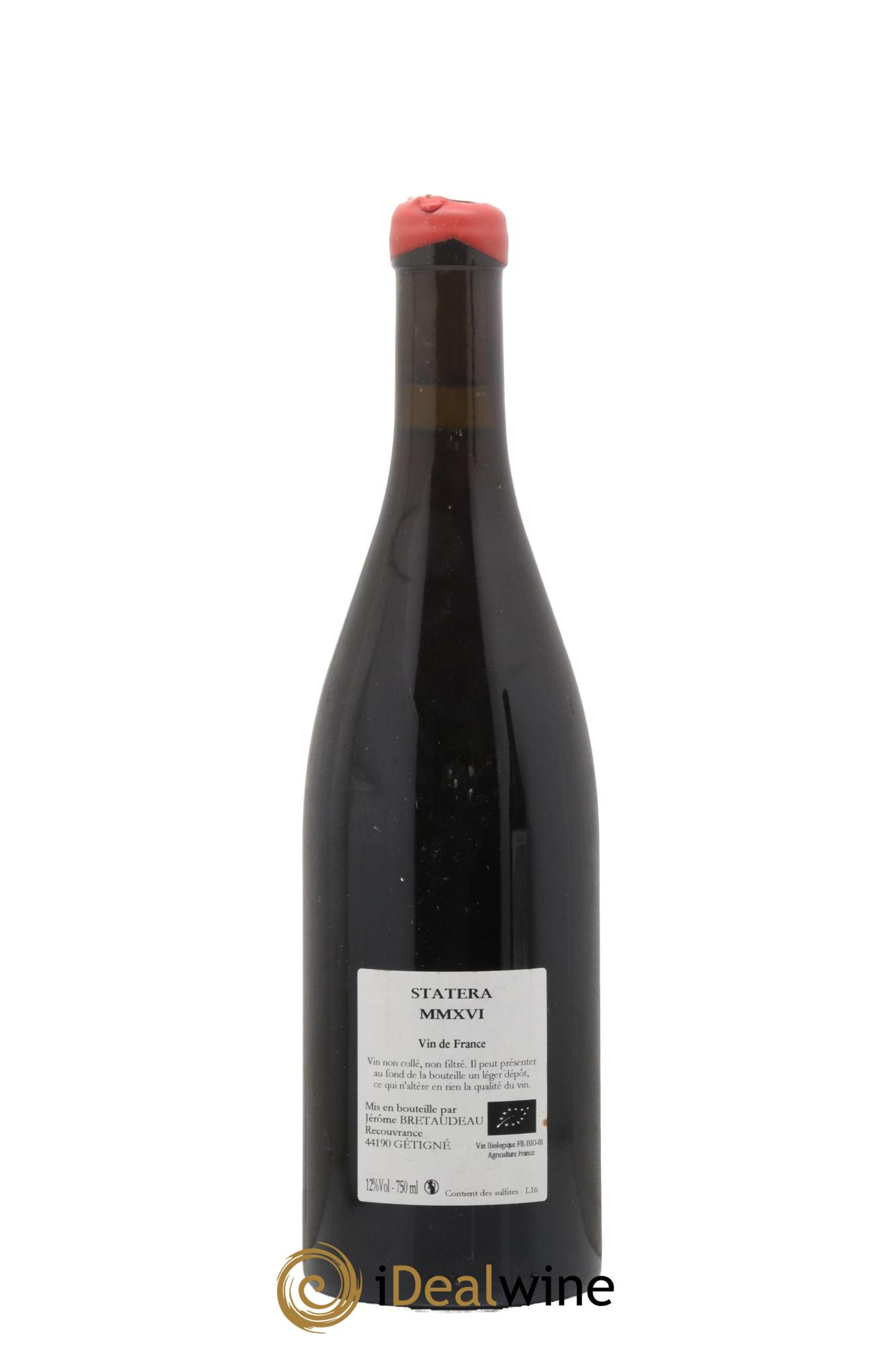 Vin de France Statera Jérôme Bretaudeau - Domaine de Bellevue 2016 - Lot de 1 bouteille - 1