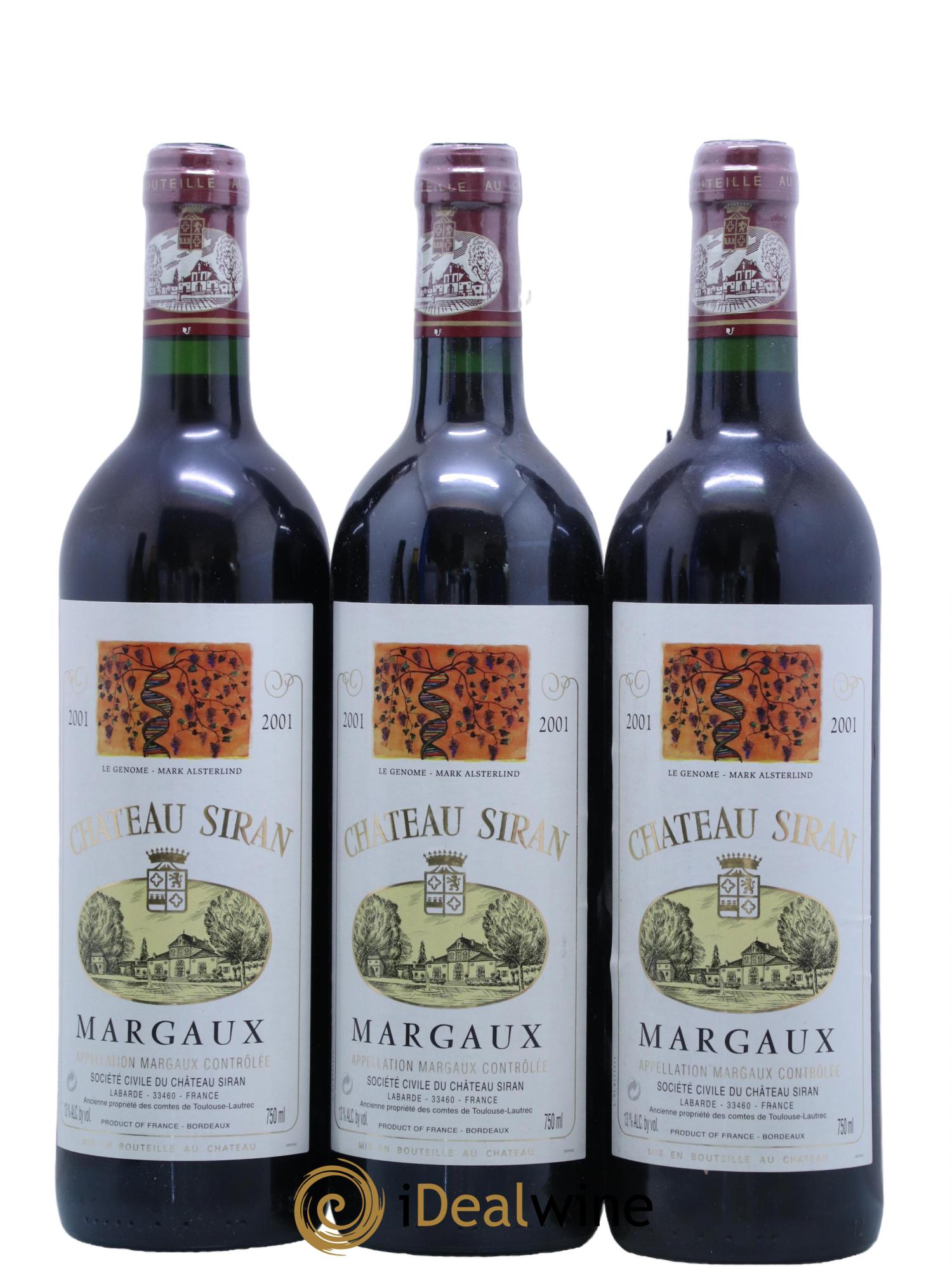 Château Siran 2001 - Lot de 3 bouteilles - 0
