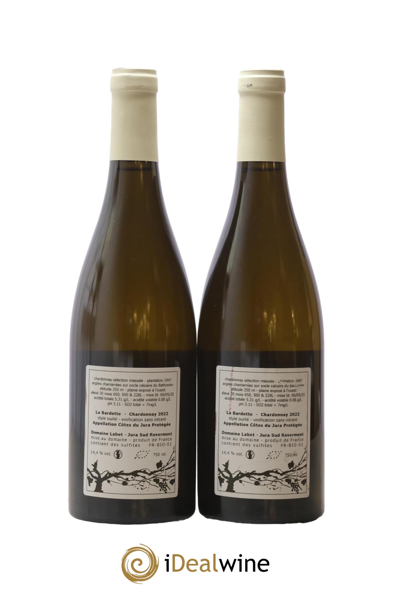Côtes du Jura Chardonnay La Bardette Romain - Julien - Charline Labet 2022 - Lot de 2 bouteilles - 1