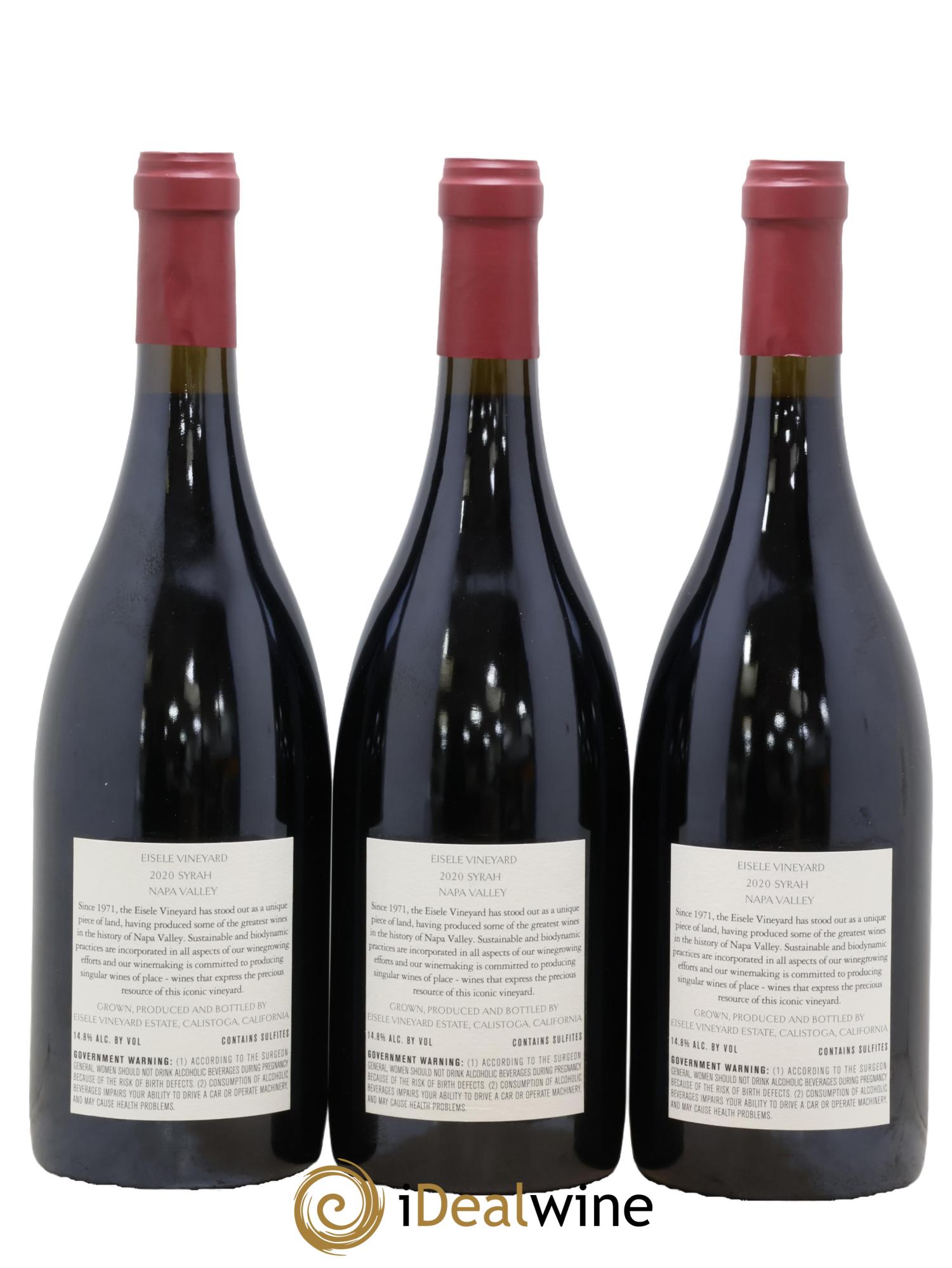 Eisele Vineyard Araujo Estate Wines Syrah  2020 - Lot of 3 bottles - 1