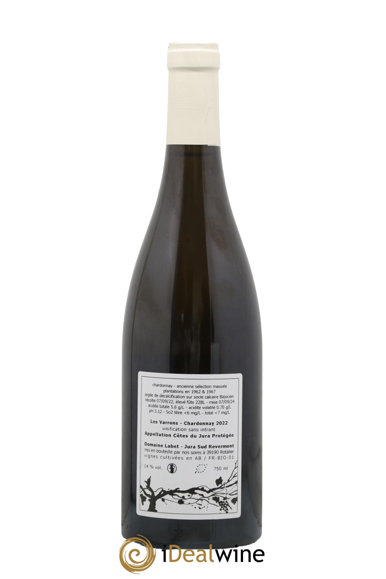 Côtes du Jura Chardonnay Les Varrons Romain - Julien  - Charline Labet 2022 - Lot de 1 bouteille - 1
