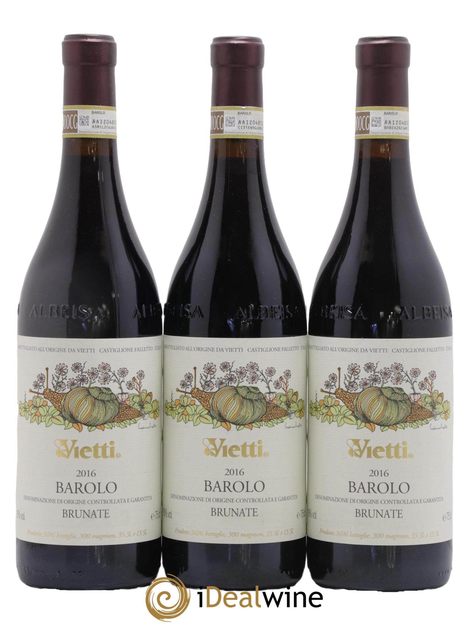 Barolo DOCG Brunate Vietti 2016 - Lot de 3 bouteilles - 0
