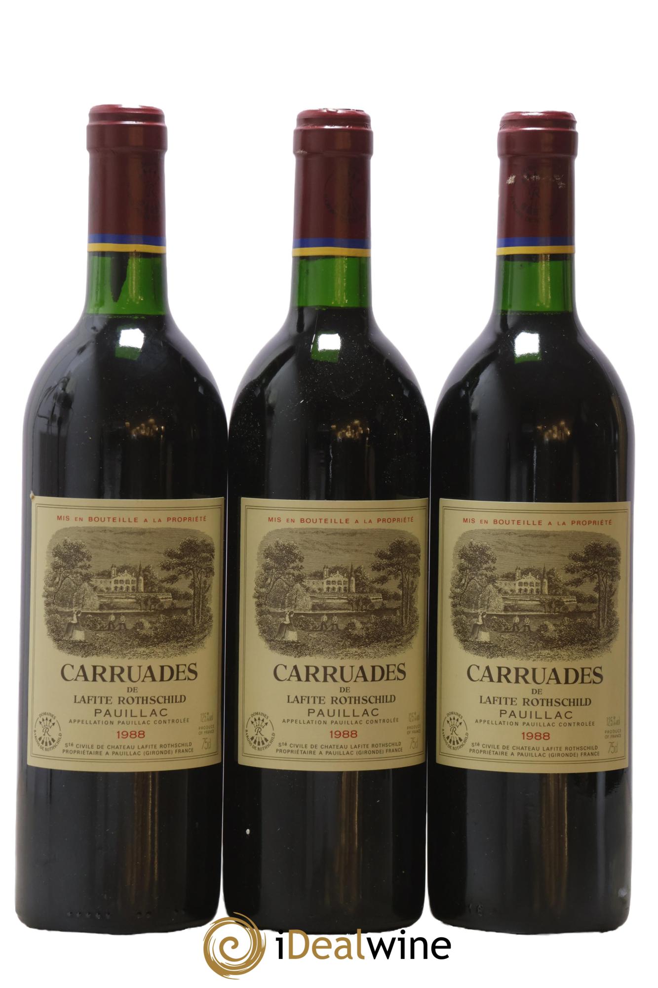 Carruades de Lafite Rothschild Second Vin 1988 - Lot de 3 bouteilles - 0