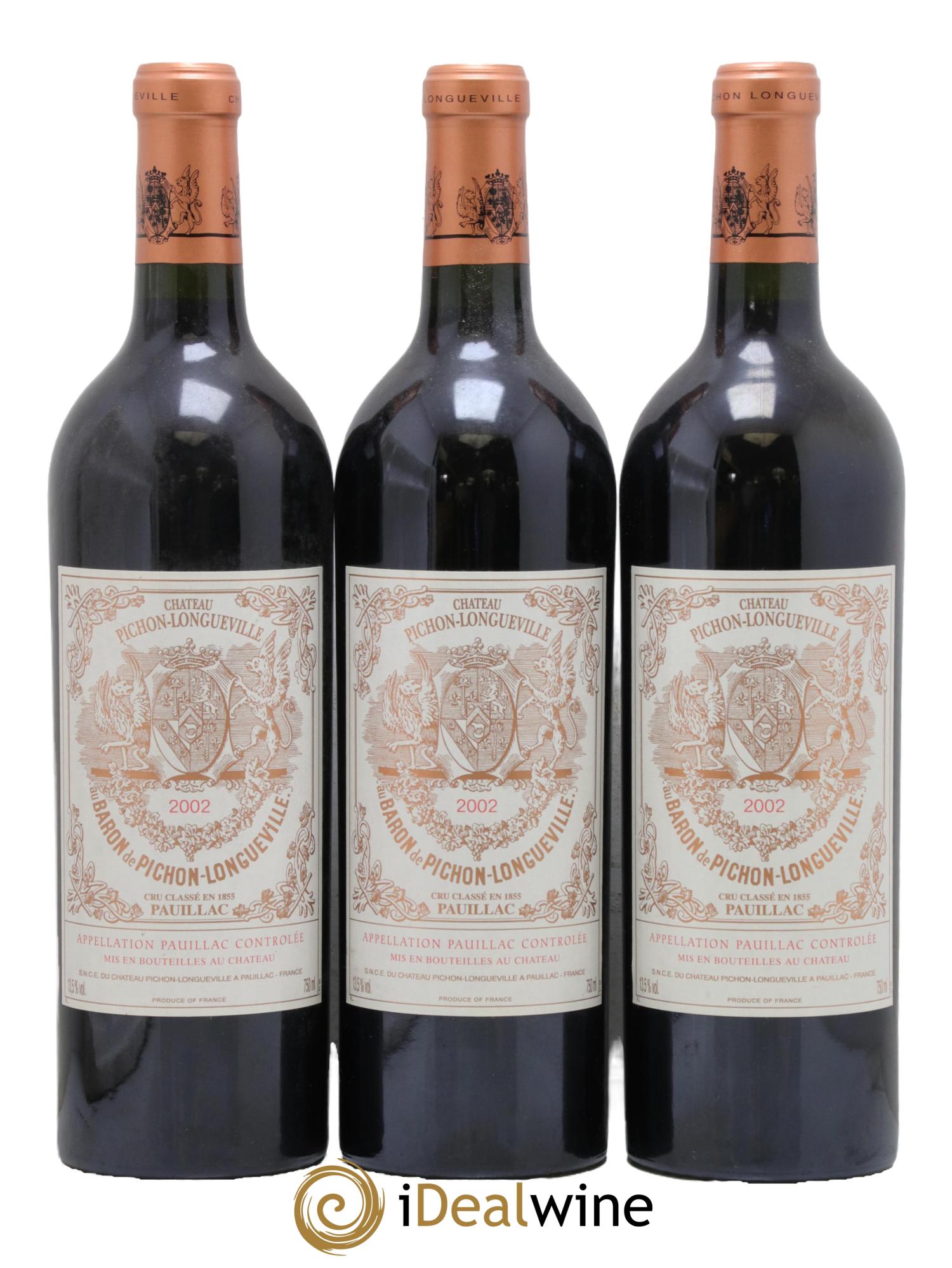 Pichon Longueville Baron 2ème Grand Cru Classé 2002 - Lot of 3 bottles - 0