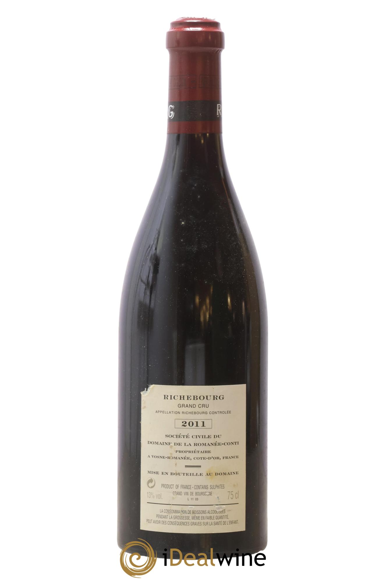 Richebourg Grand Cru Domaine de la Romanée-Conti 2011 - Lot de 1 bouteille - 1