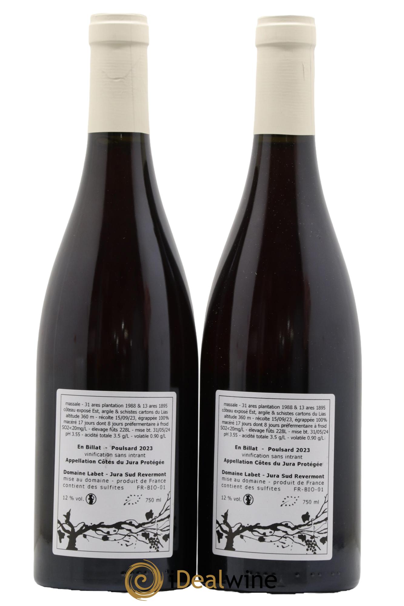 Côtes du Jura Poulsard En Billat Romain - Julien - Charline Labet 2023 - Lot de 2 bouteilles - 1