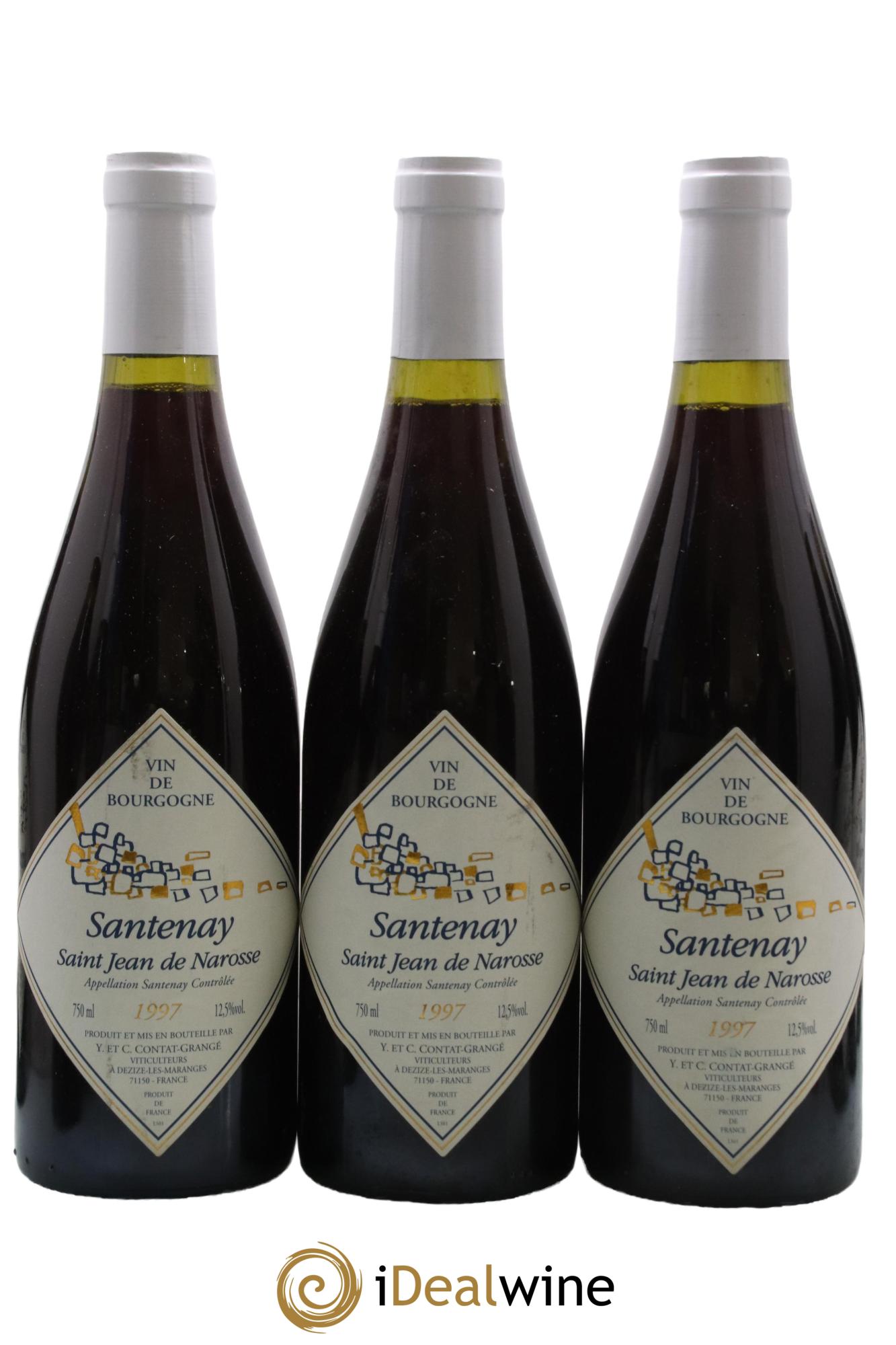 Santenay Saint Jean de Narosse Domaine Y & C Contat Grangé 1997 - Lot de 3 bouteilles - 0