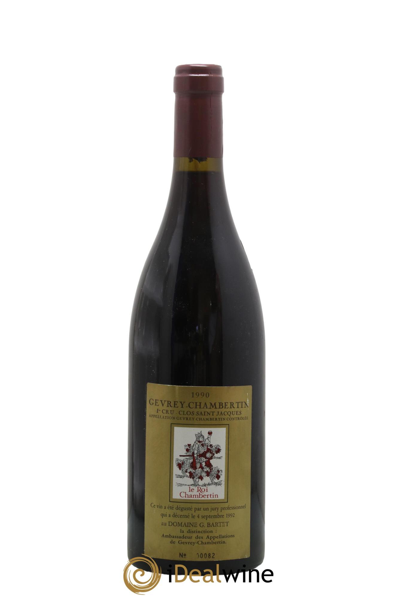 Gevrey-Chambertin 1er Cru Clos St-Jacques Domaine Bartet 1990 - Lot de 1 bouteille - 1