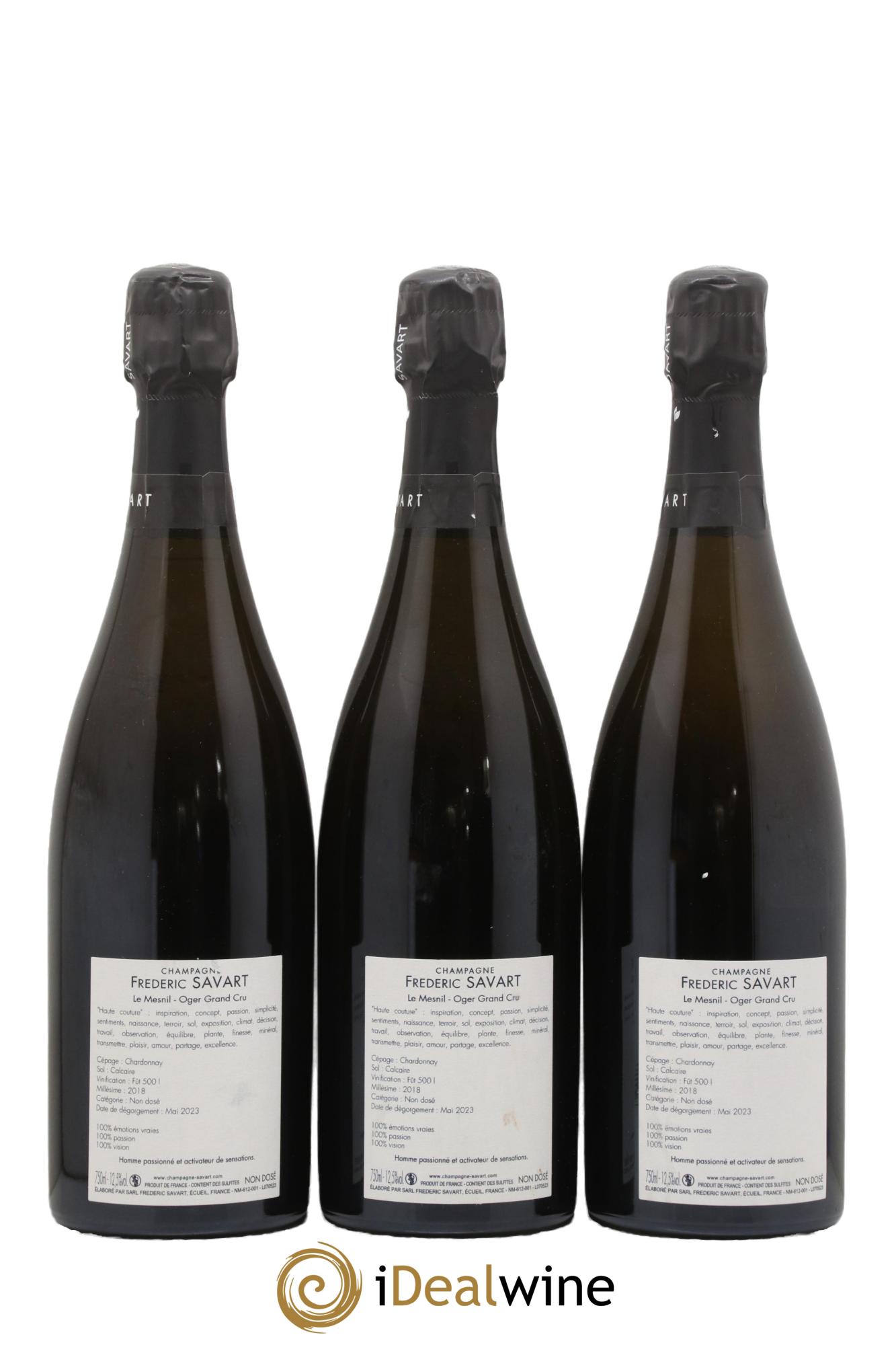 Haute Couture Le Mesnil sur Oger Extra-Brut Savart 2018 - Lot de 3 bouteilles - 1