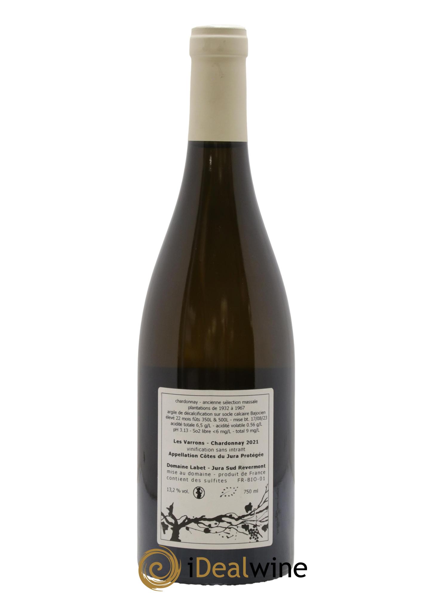 Côtes du Jura Chardonnay Les Varrons Romain - Julien - Charline Labet 2021 - Lot de 1 bouteille - 1