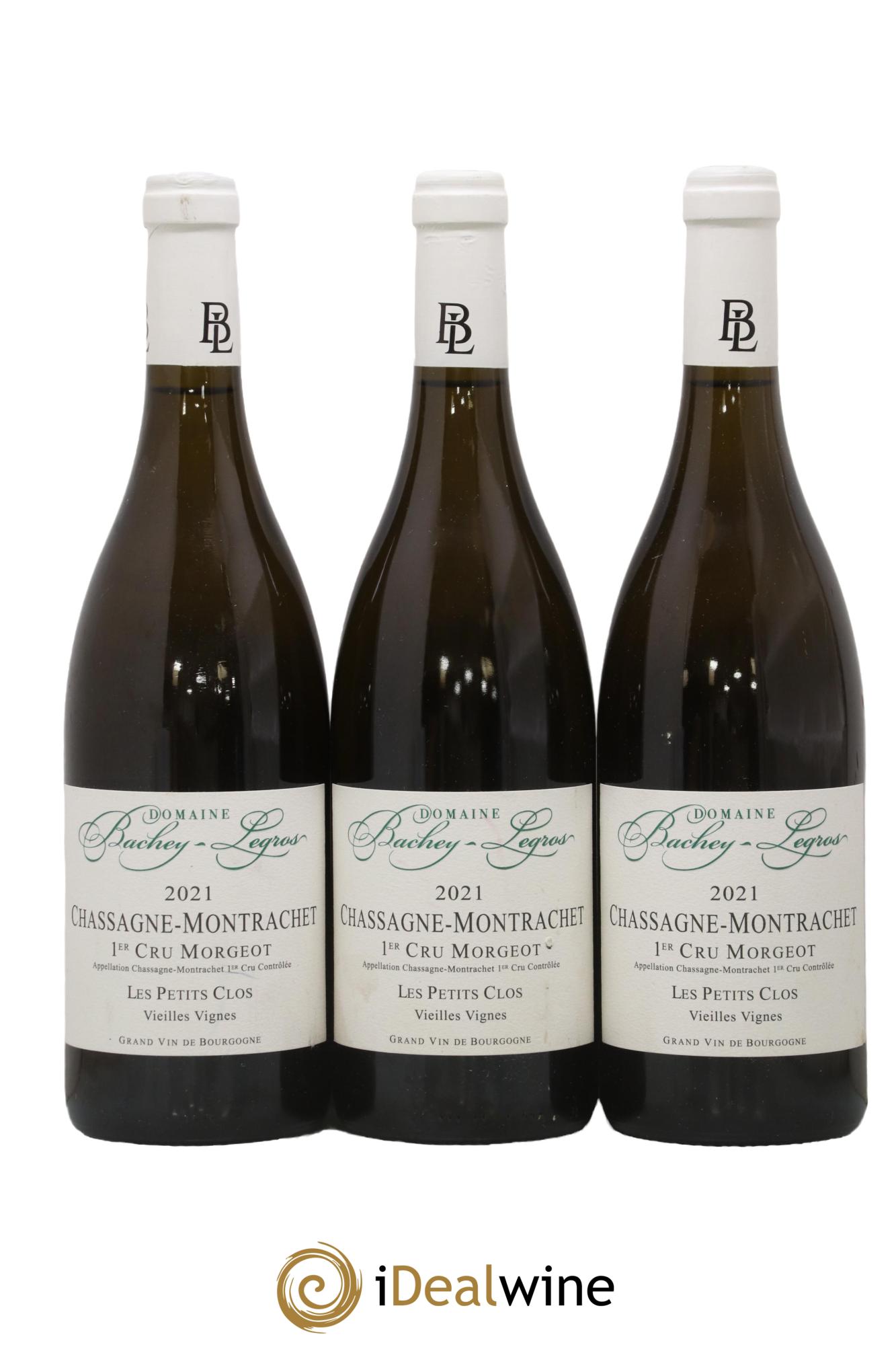 Chassagne-Montrachet 1er Cru Morgeot Les Petits Clos Vieilles Vignes Bachey-Legros 2021 - Lot de 3 bouteilles - 0