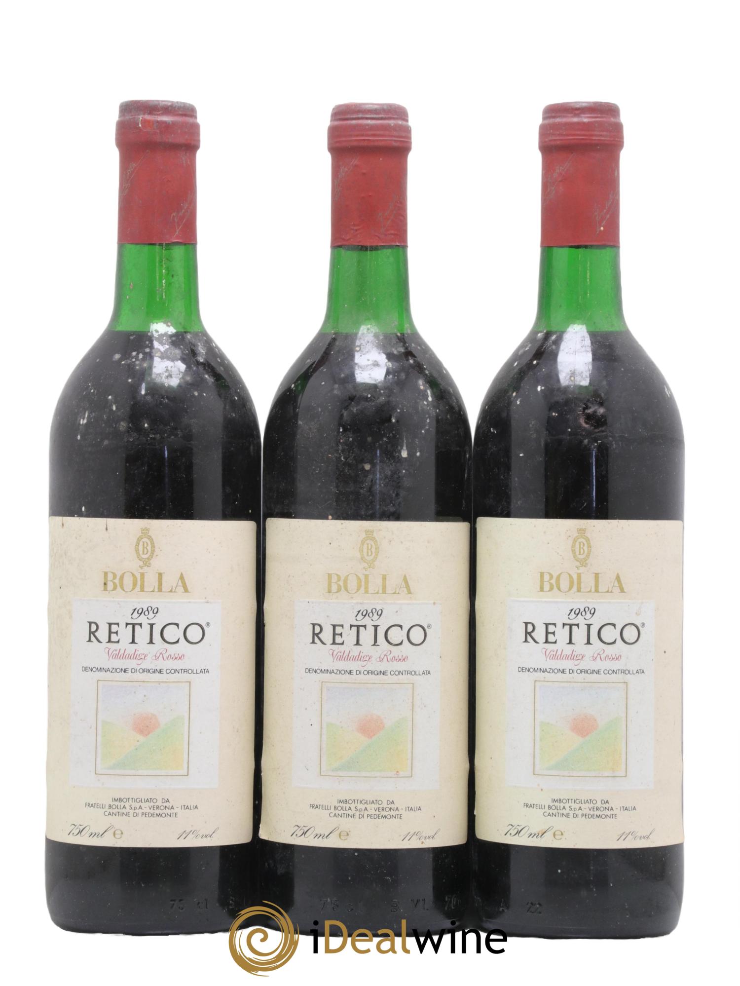 Italie Bolla Retico 1989 - Lot de 3 bouteilles - 0