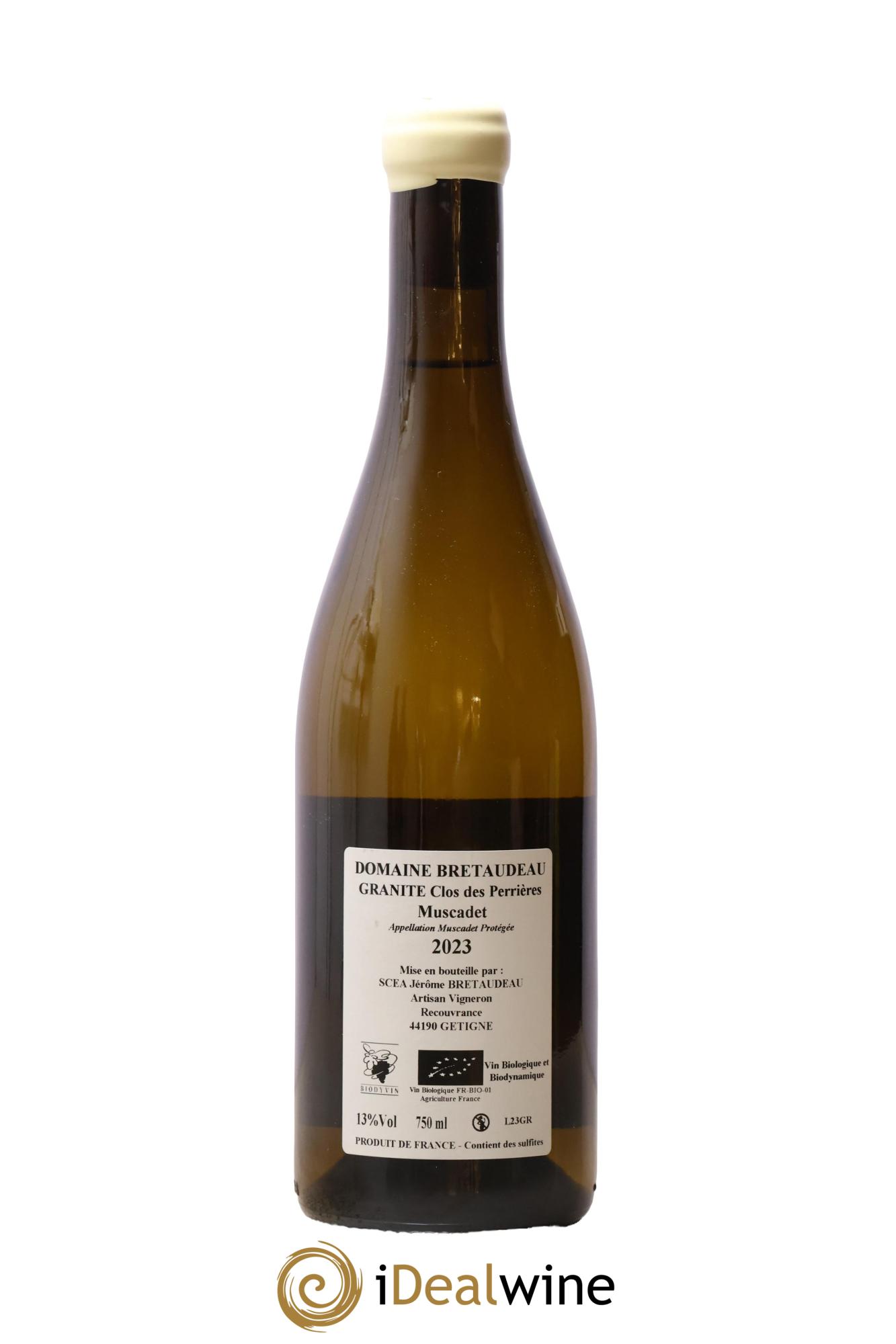 Muscadet-Sèvre-et-Maine Granite Clos des Perrières Jérôme Bretaudeau - Domaine de Bellevue 2023 - Lote de 1 botella - 1