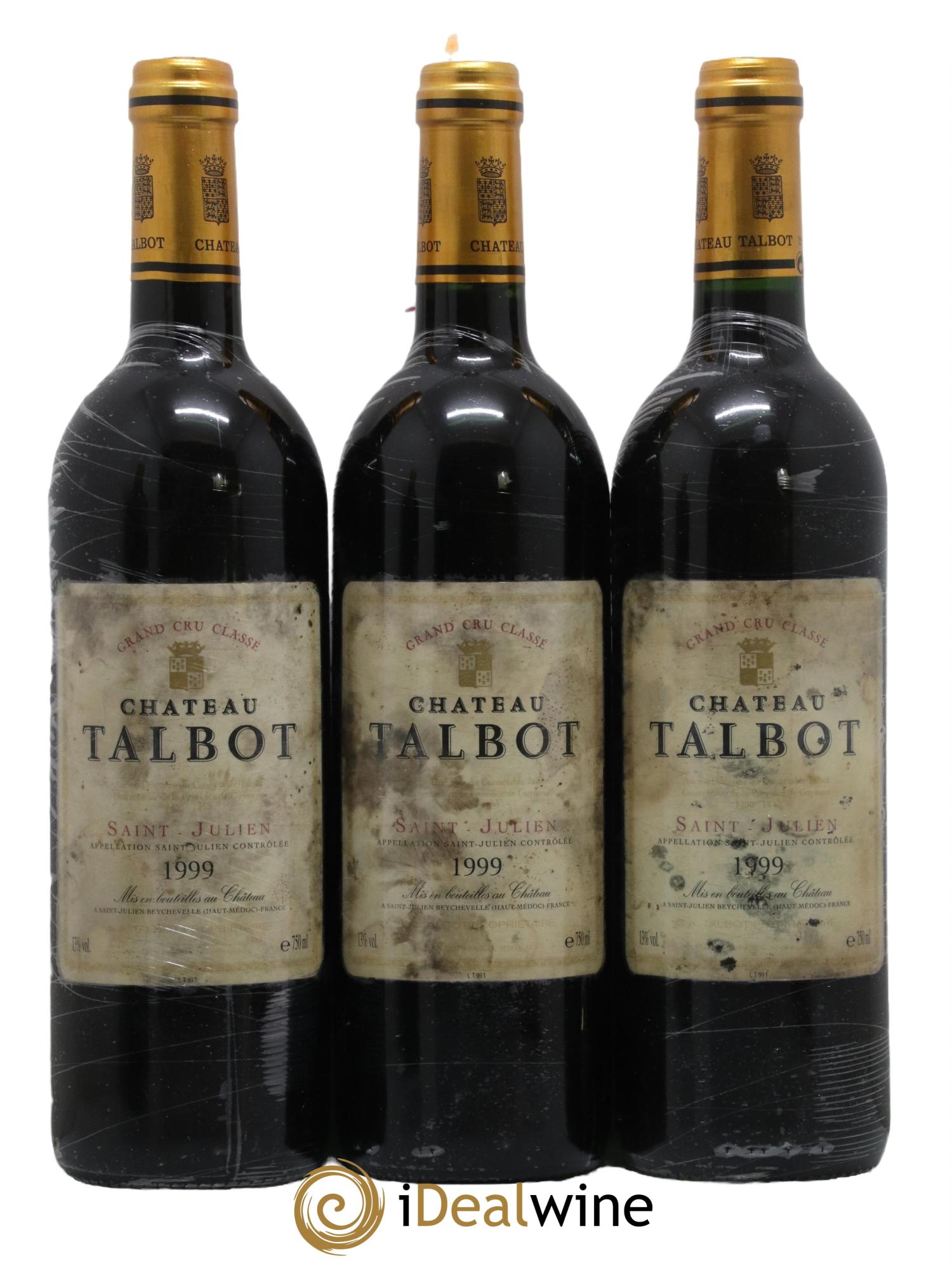 Château Talbot 4ème Grand Cru Classé 1999 - Lot de 3 bouteilles - 0