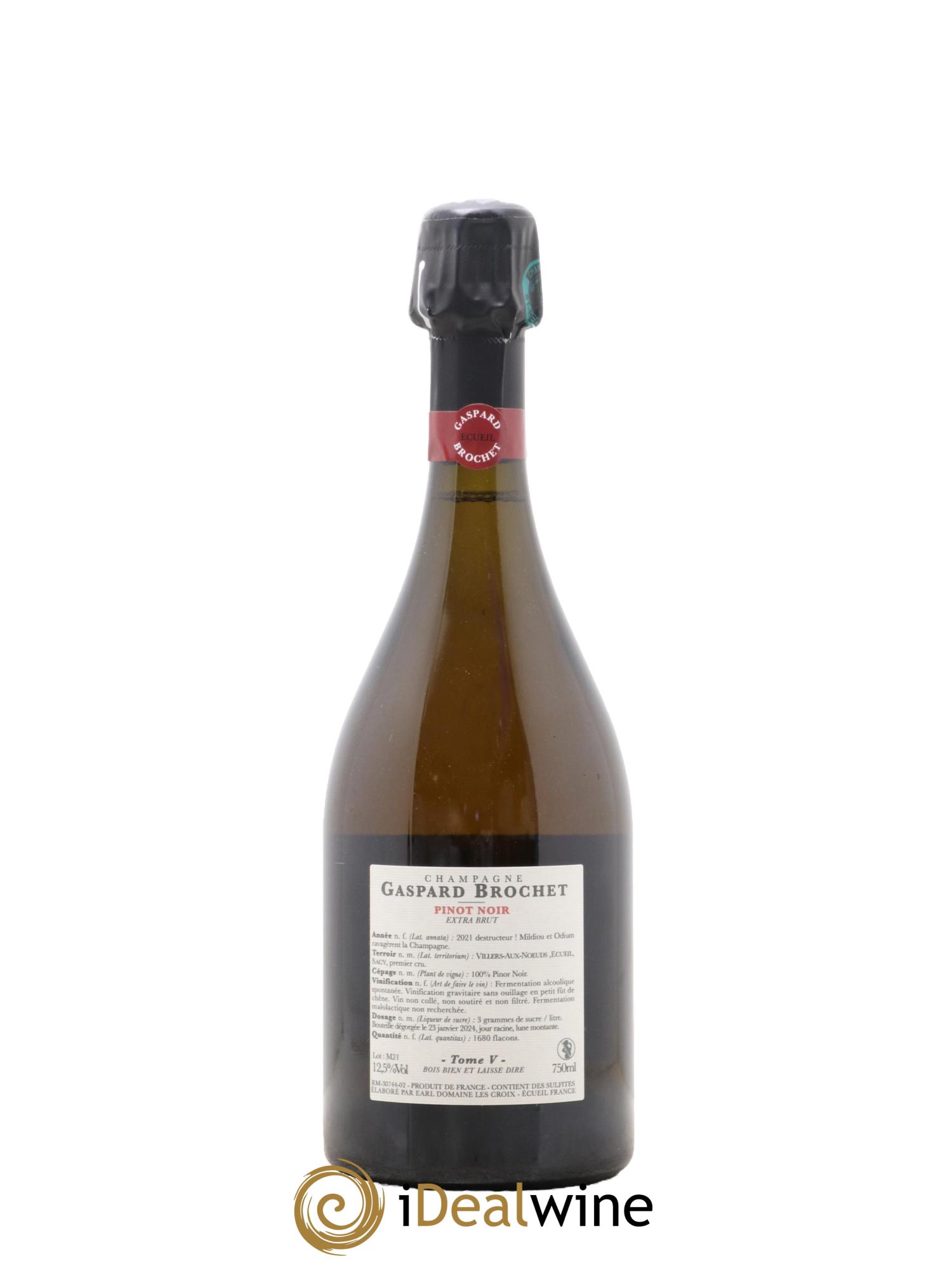 Champagne Pinot Noir Tome V Gaspard Brochet 2021 - Lot de 1 bouteille - 1