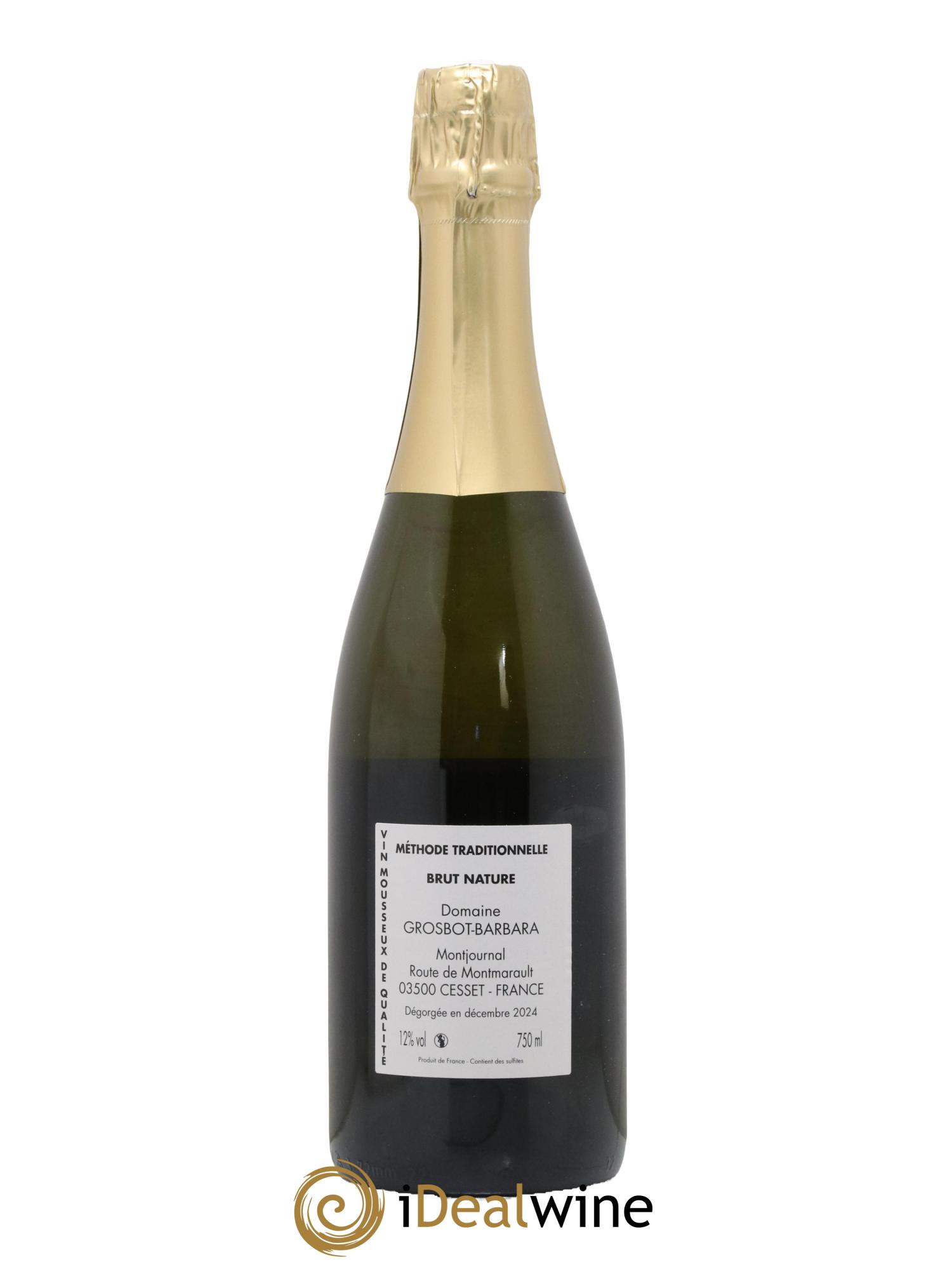 Crémant de Loire Méthode Traditionnelle Brut Zéro Domaine Grosbot-Barbara 2023 - Lot de 1 bouteille - 1