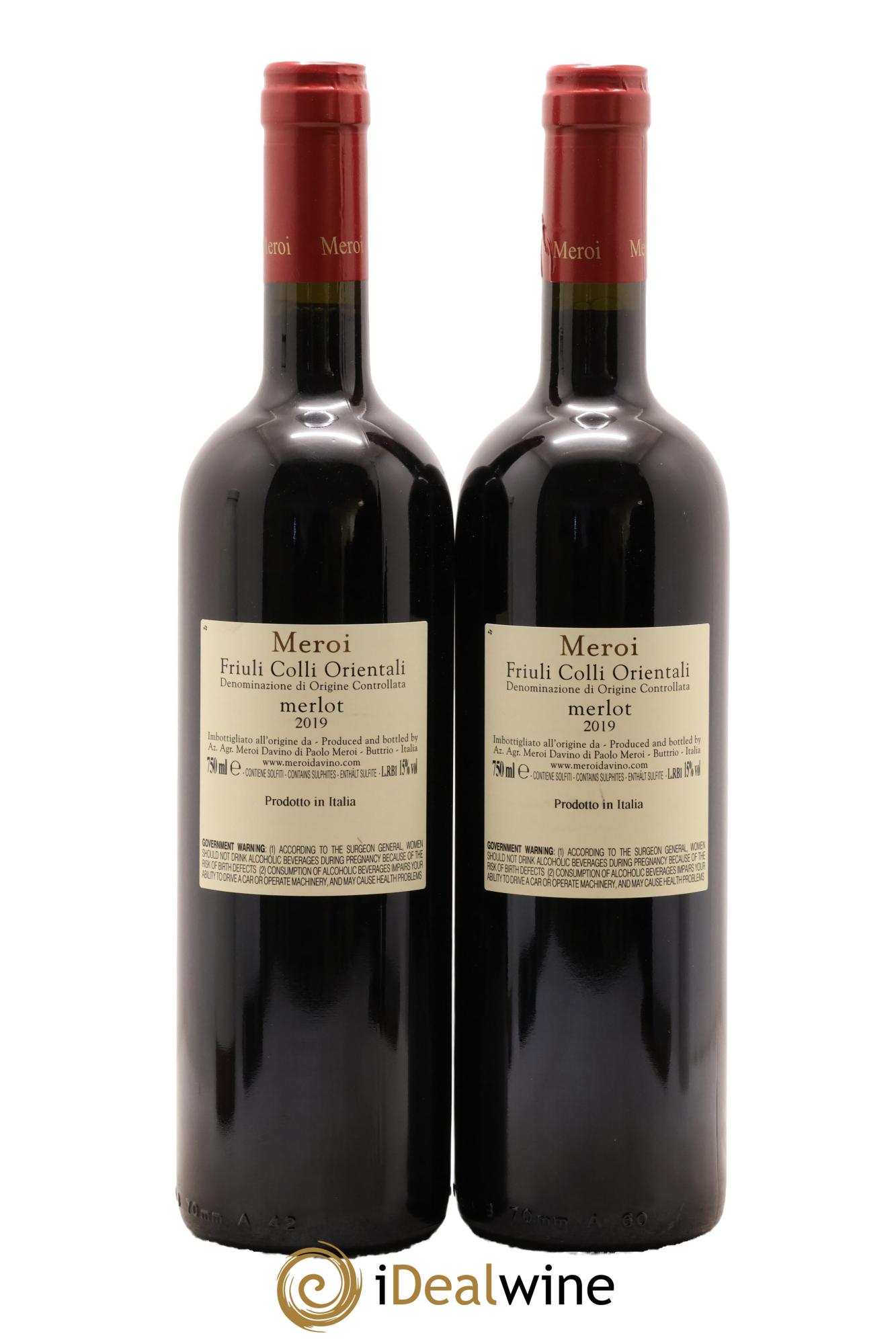 Italie Friuli ColliI Orientali DOC Ros Di Buri Merlot Meroi 2019 - Lot de 2 bouteilles - 1