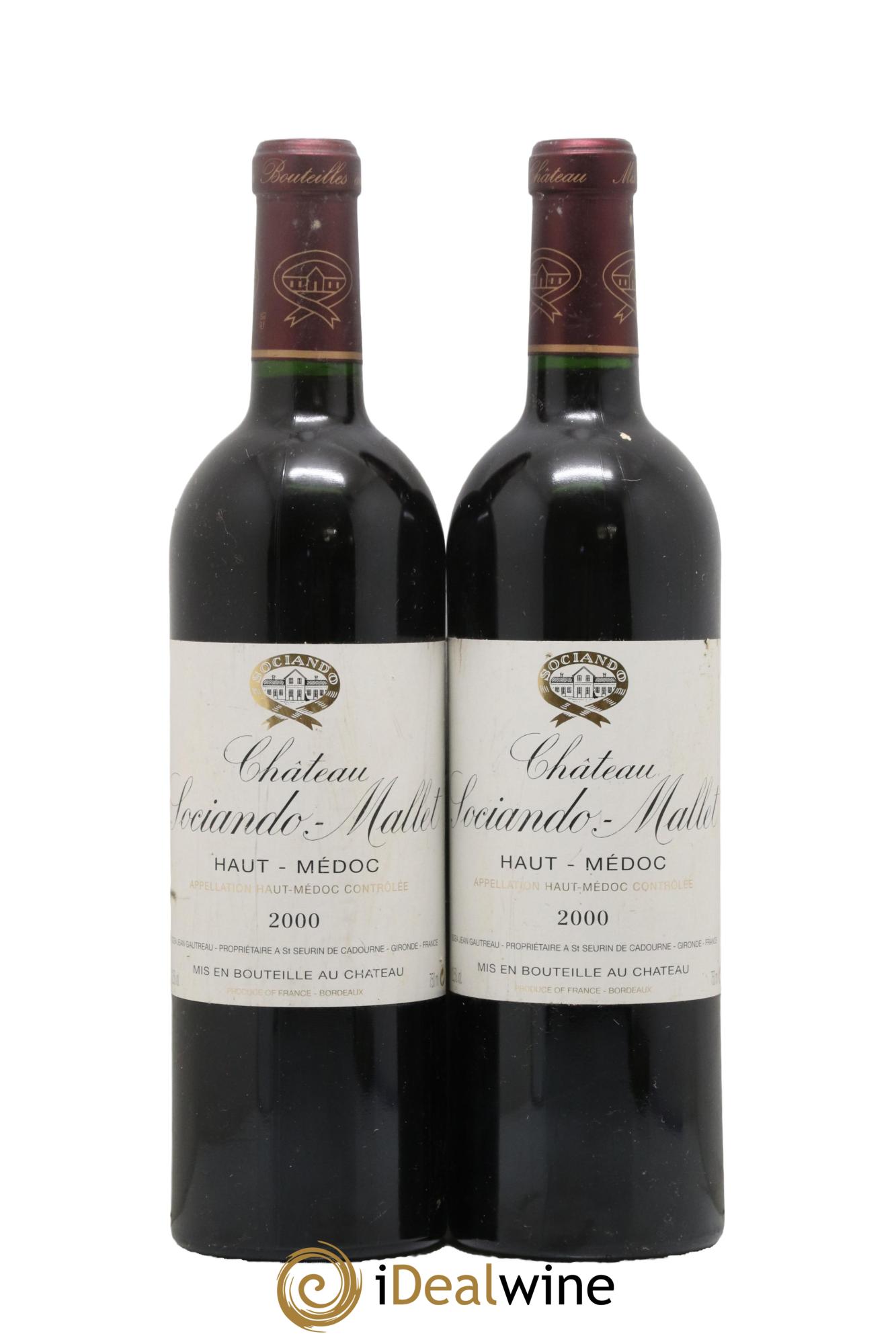 Château Sociando Mallet 2000 - Lot de 2 bouteilles - 0