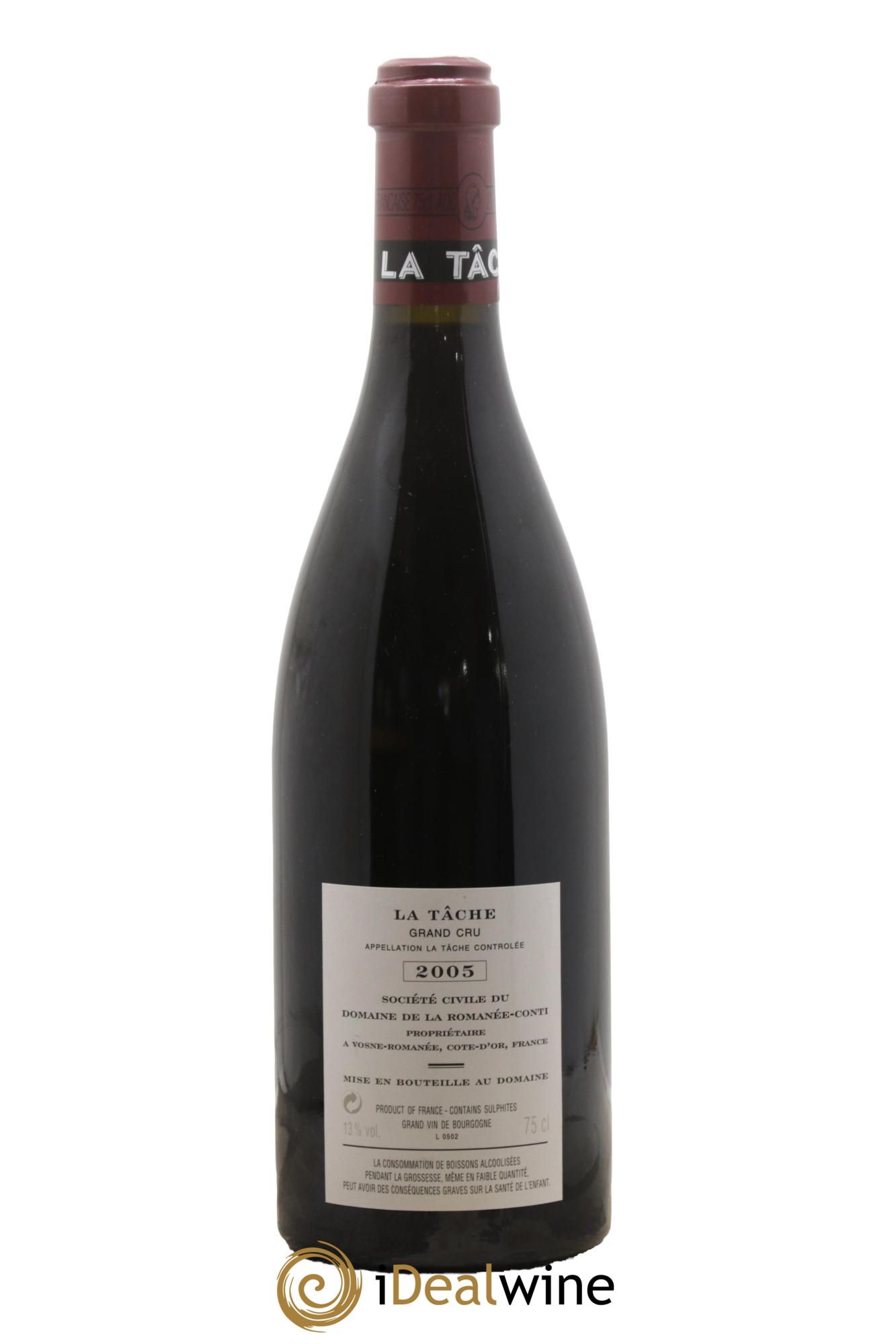 La Tâche Grand Cru Domaine de la Romanée-Conti 2005 - Lot of 1 bottle - 1