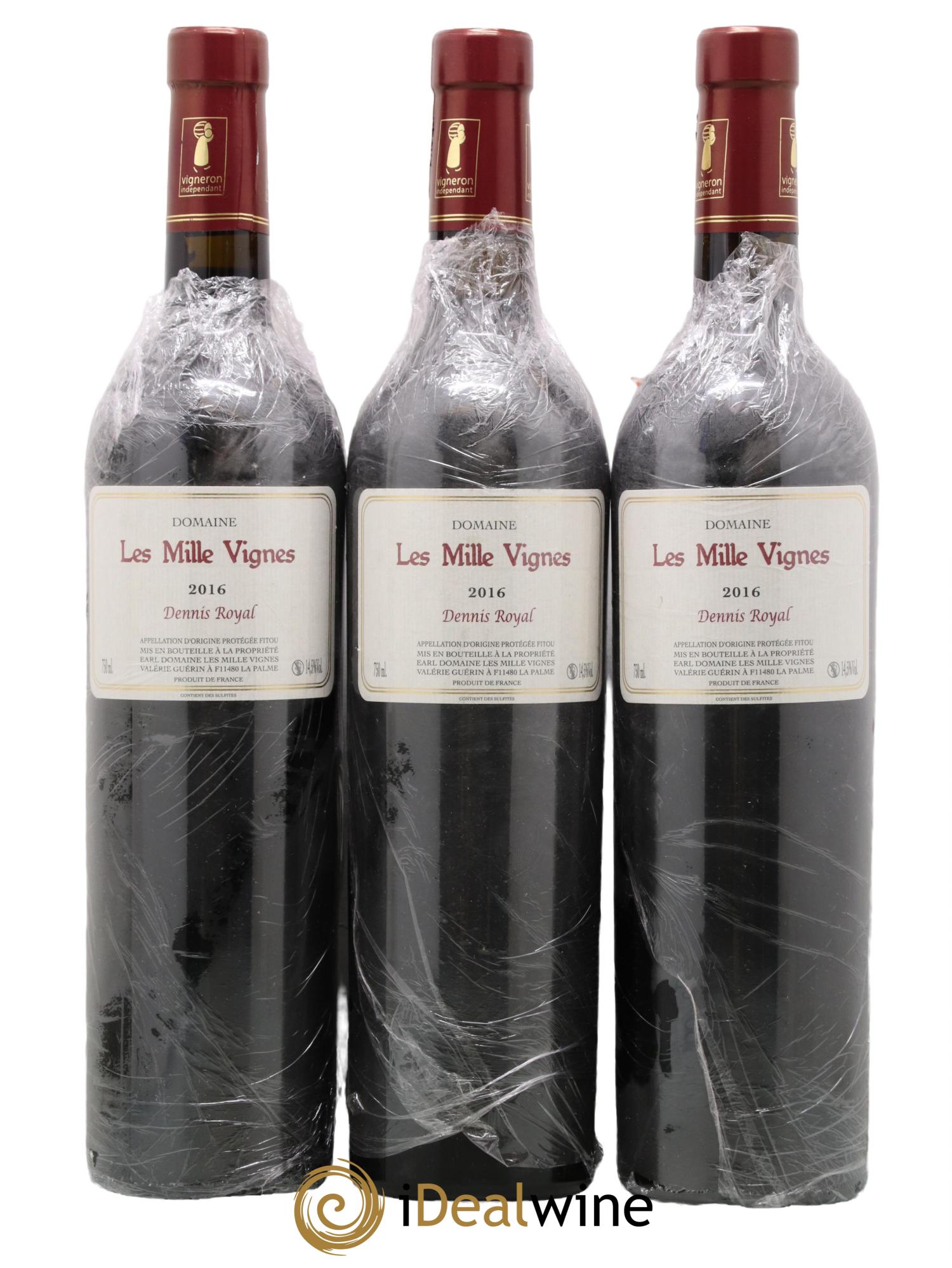 Fitou Dennis Royal Domaine Les Mille Vignes 2016 - Lot de 3 bouteilles - 0