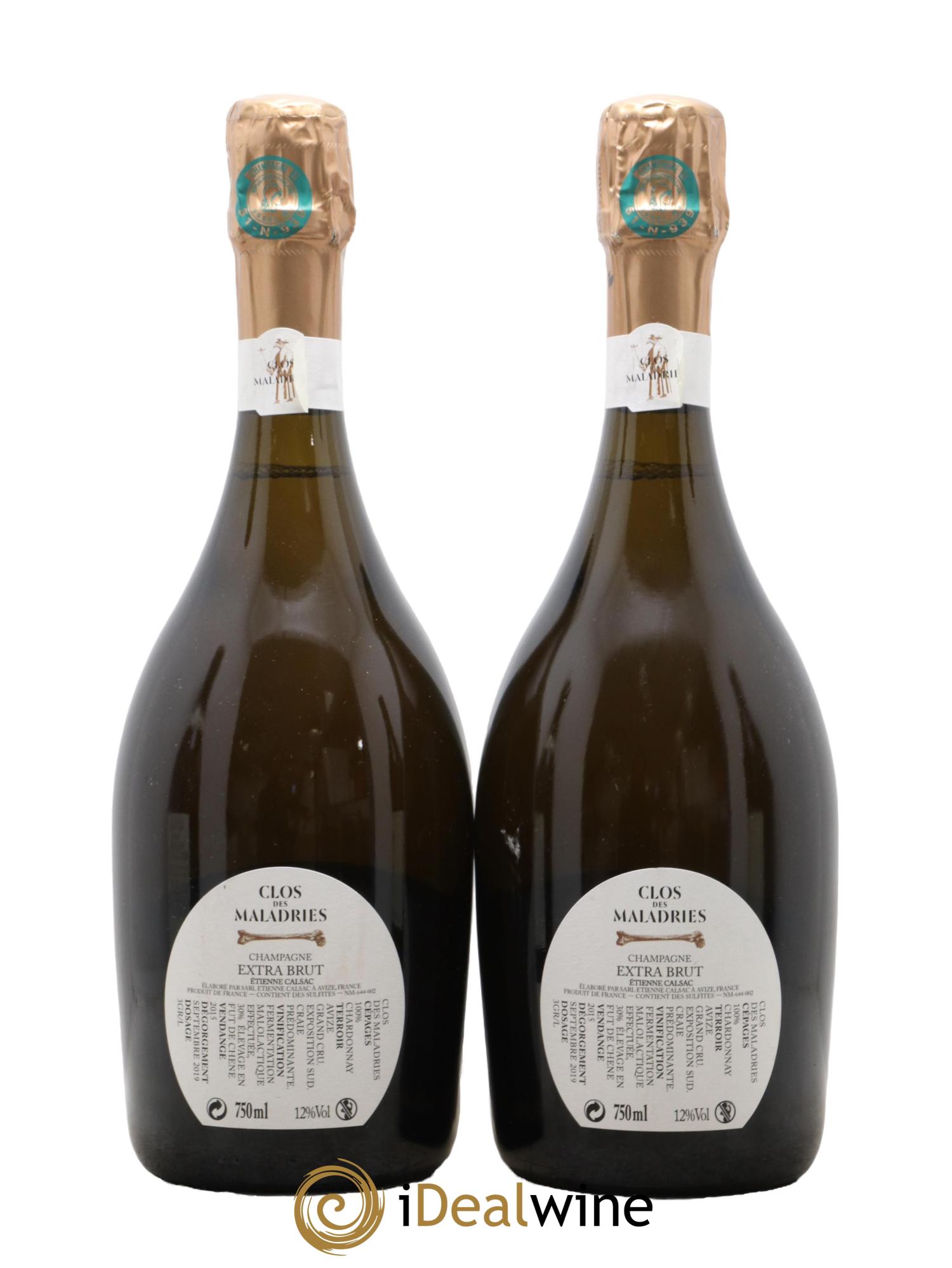 Clos des Maladries Grand Cru Extra-Brut Etienne Calsac 2015 - Lot de 2 bouteilles - 1