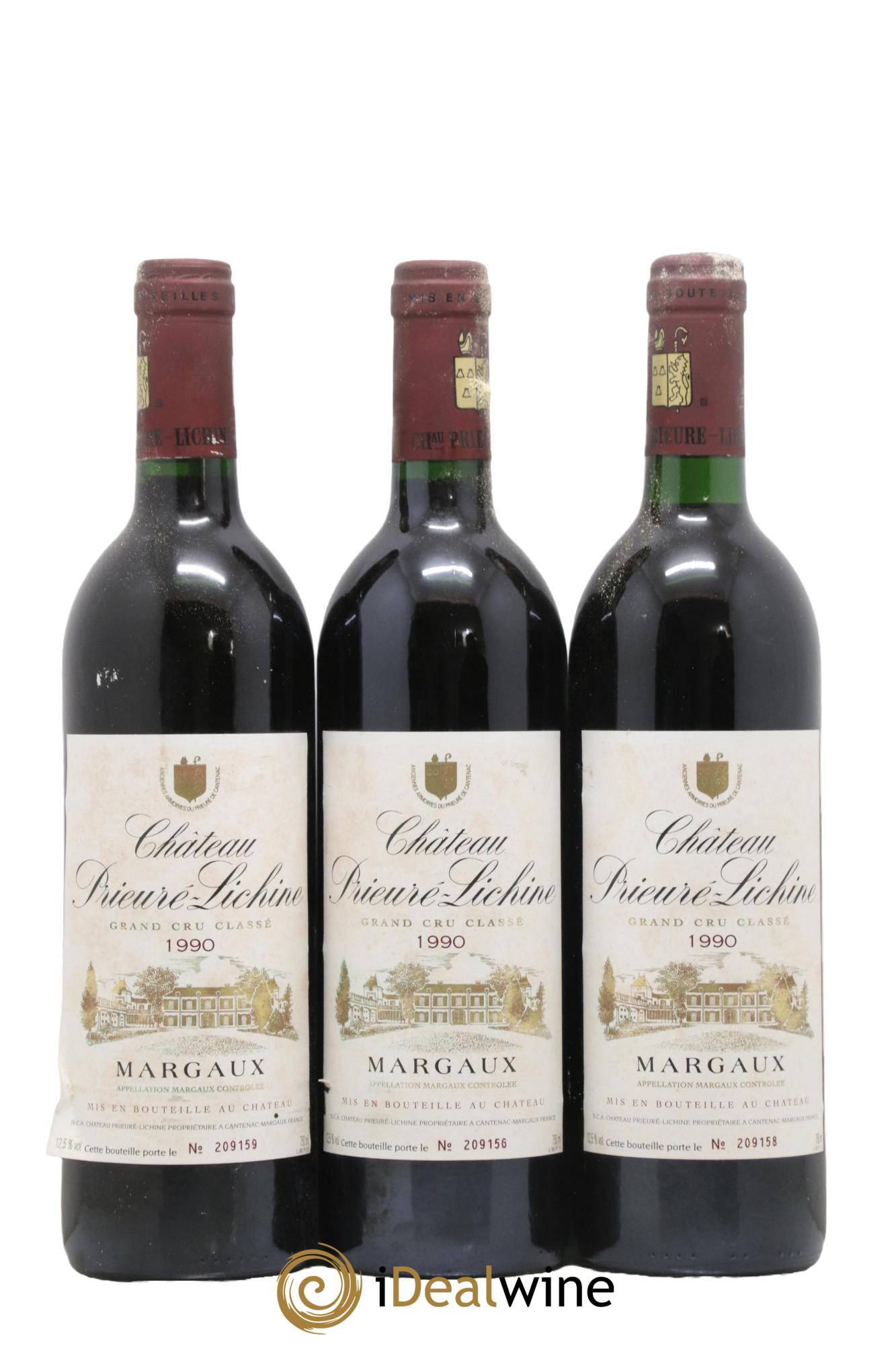 Château Prieuré Lichine 4ème Grand Cru Classé 1990 - Lot de 3 bouteilles - 0