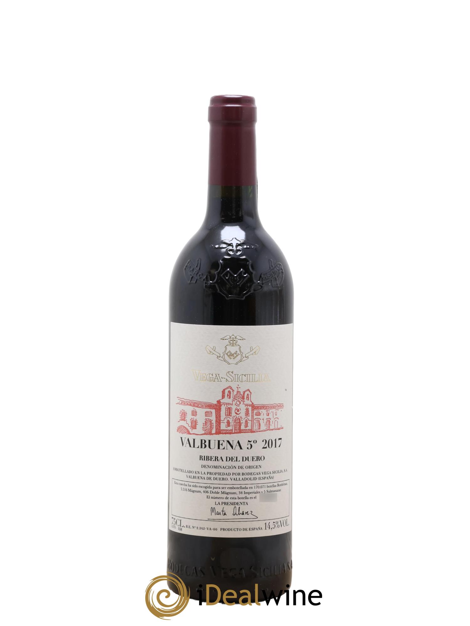 Ribera Del Duero DO Vega Sicilia Valbuena 5 ano Famille Alvarez 2017 - Lot de 1 bouteille - 0