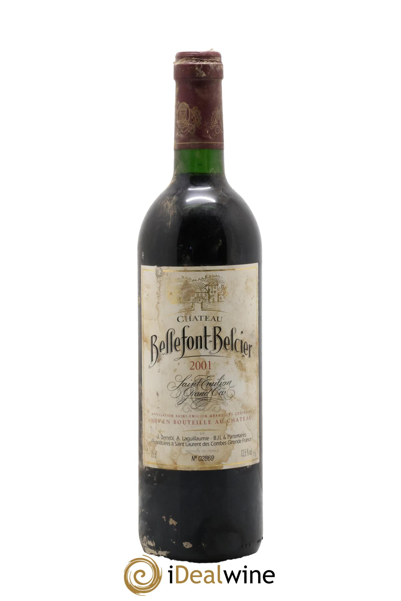 Château Bellefont-Belcier Grand Cru Classé 2001 - Lot de 1 bouteille - 0