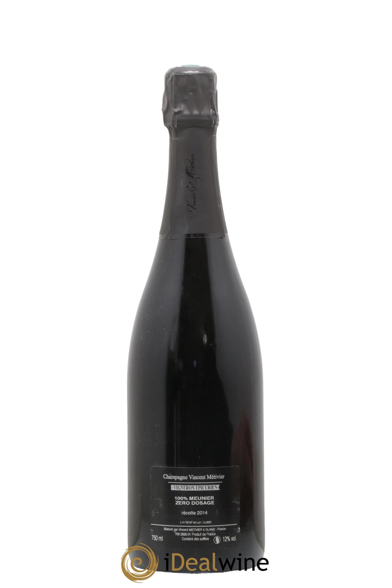 Champagne 100% Meunier Vincent Métivier 2014 - Lot de 1 bouteille - 1