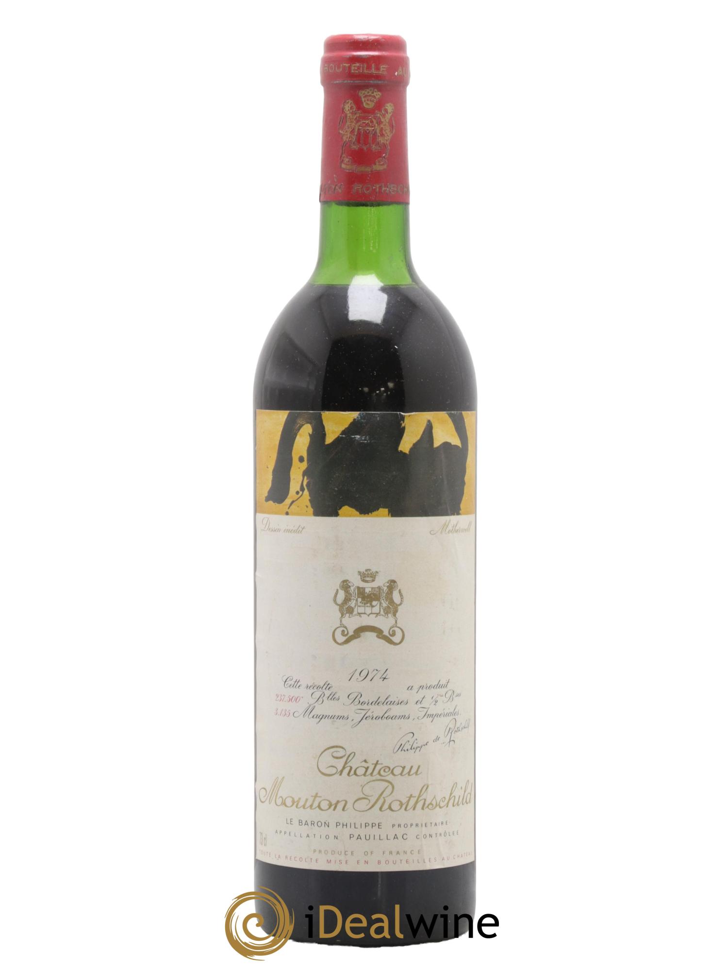 Château Mouton Rothschild 1er Grand Cru Classé 1974 - Lot de 1 bouteille - 0